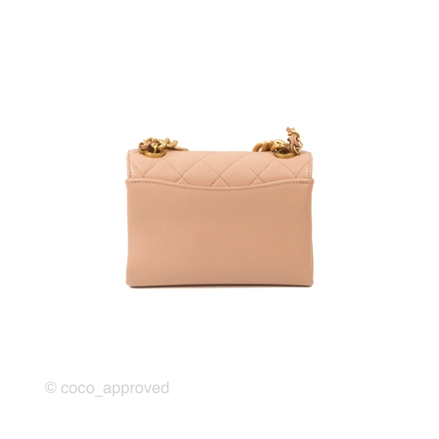 Chanel Pearl Chain Bag Nude Pink Calfskin Aged Gold Hardware