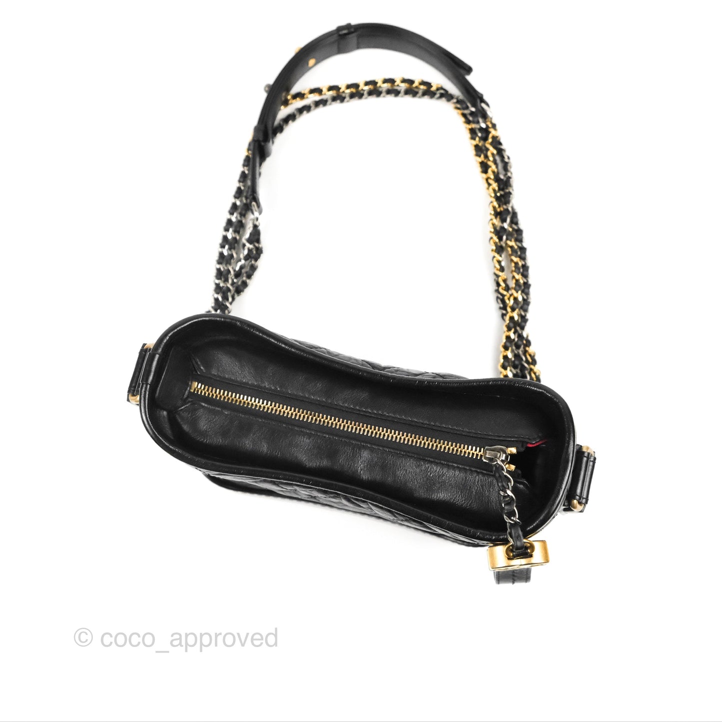 Chanel Quilted Small Gabrielle Hobo Black Aged Calfskin Mixed Hardware