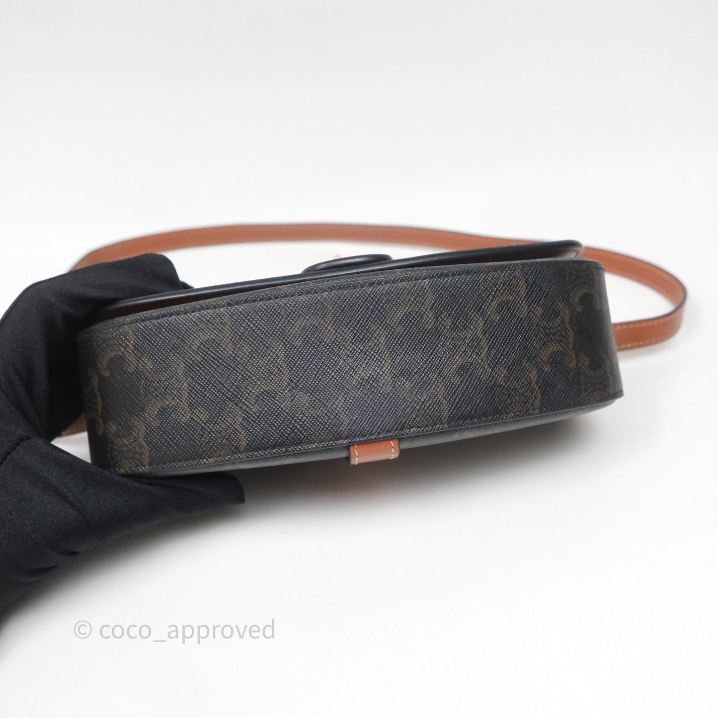 Celine Clutch on Strap Tabou Triomphe Canvas Tan Calfskin