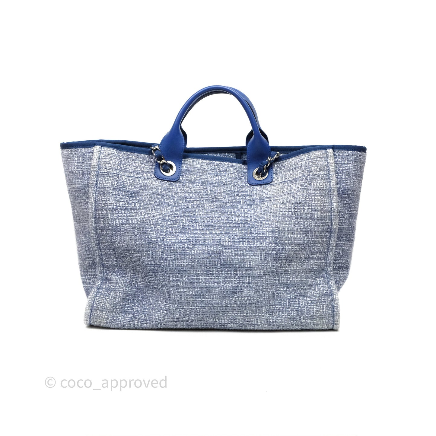 Chanel Large Deauville Blue Canvas Silver Hardware