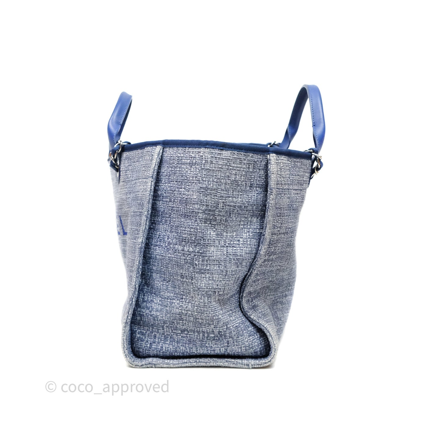 Chanel Large Deauville Blue Canvas Silver Hardware