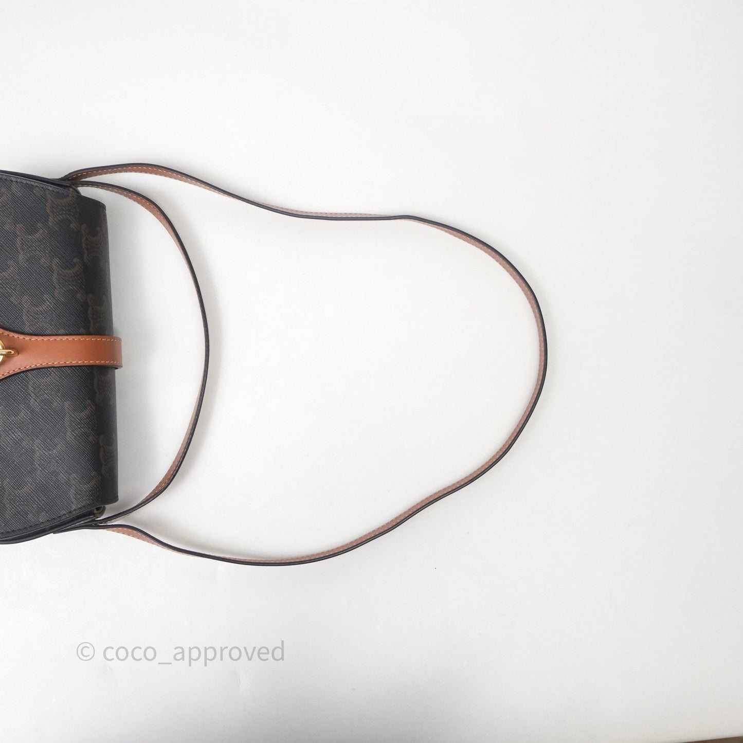 Celine Clutch on Strap Tabou Triomphe Canvas Tan Calfskin