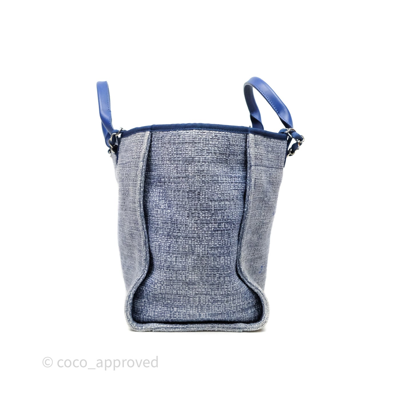 Chanel Large Deauville Blue Canvas Silver Hardware