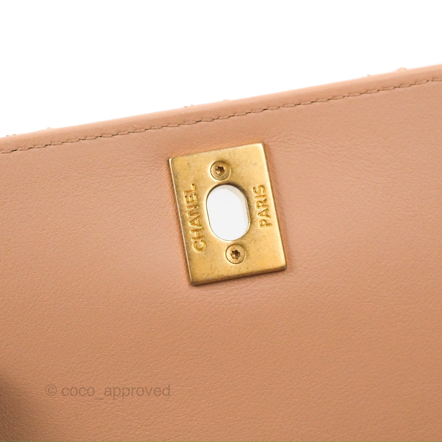 Chanel Pearl Chain Bag Nude Pink Calfskin Aged Gold Hardware