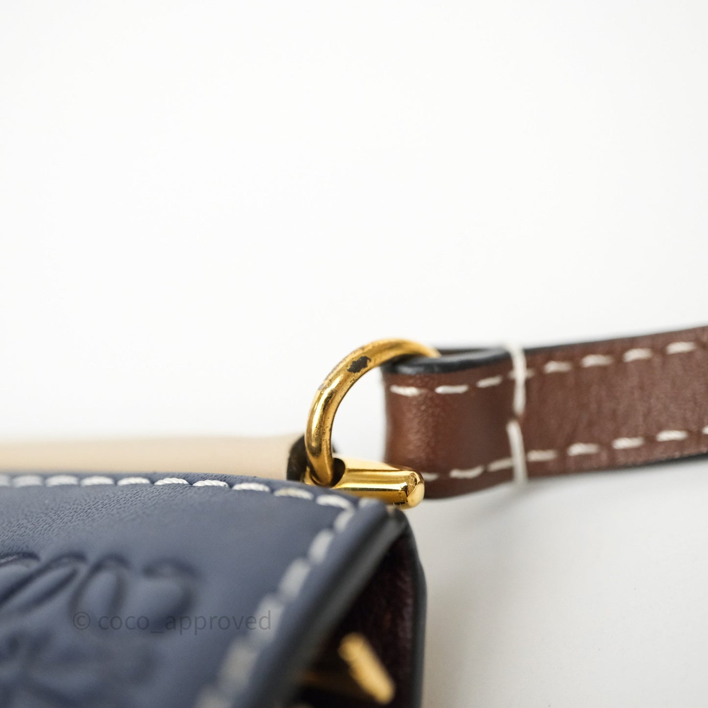 Loewe Gate Pochette Crossbody Bag Beige/ Navy Calfskin