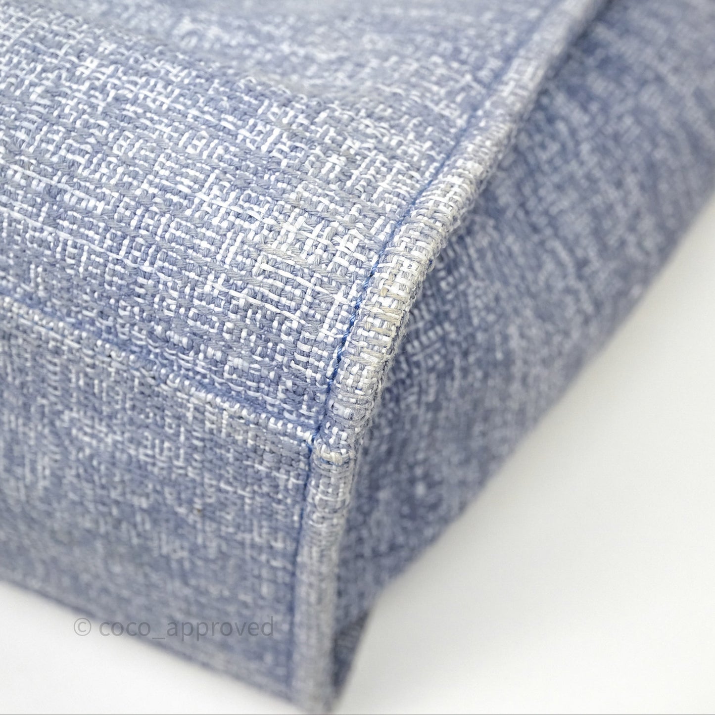 Chanel Large Deauville Blue Canvas Silver Hardware