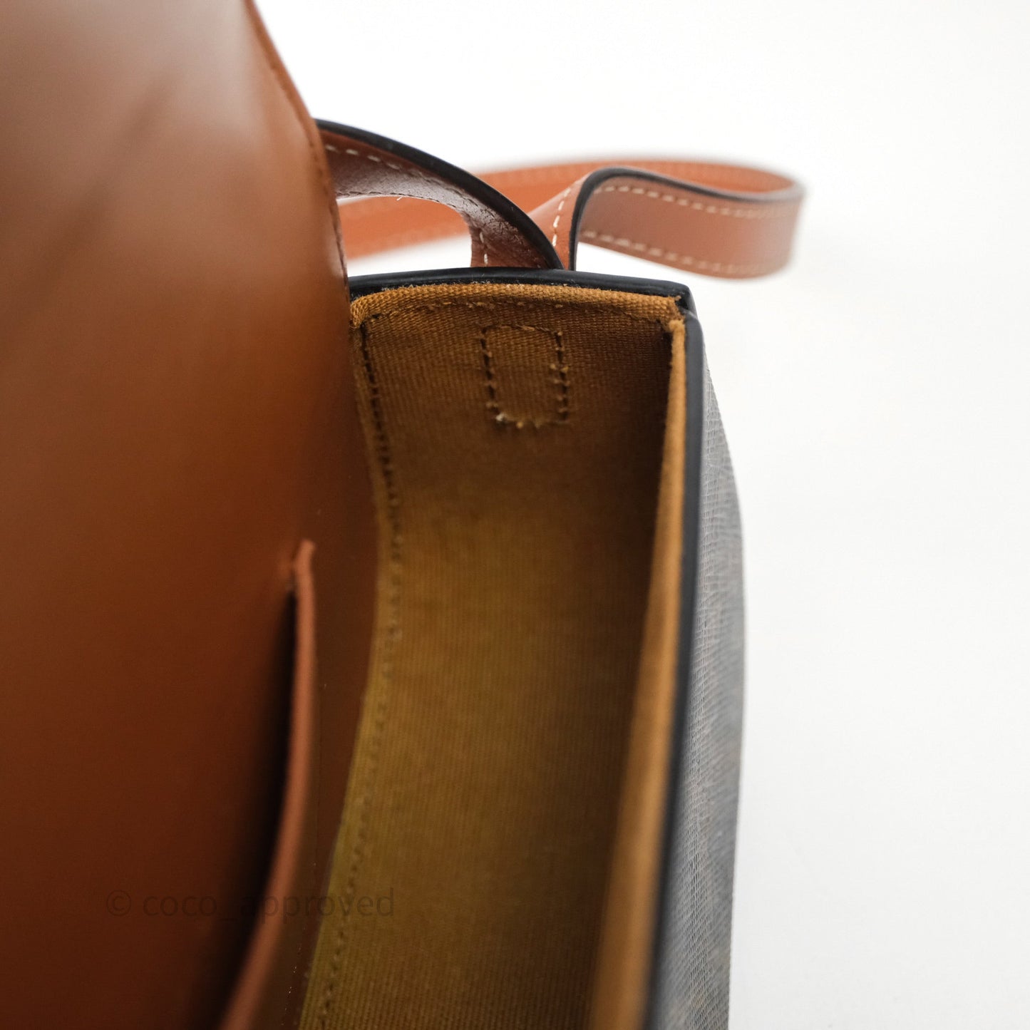 Celine Clutch on Strap Tabou Triomphe Canvas Tan Calfskin