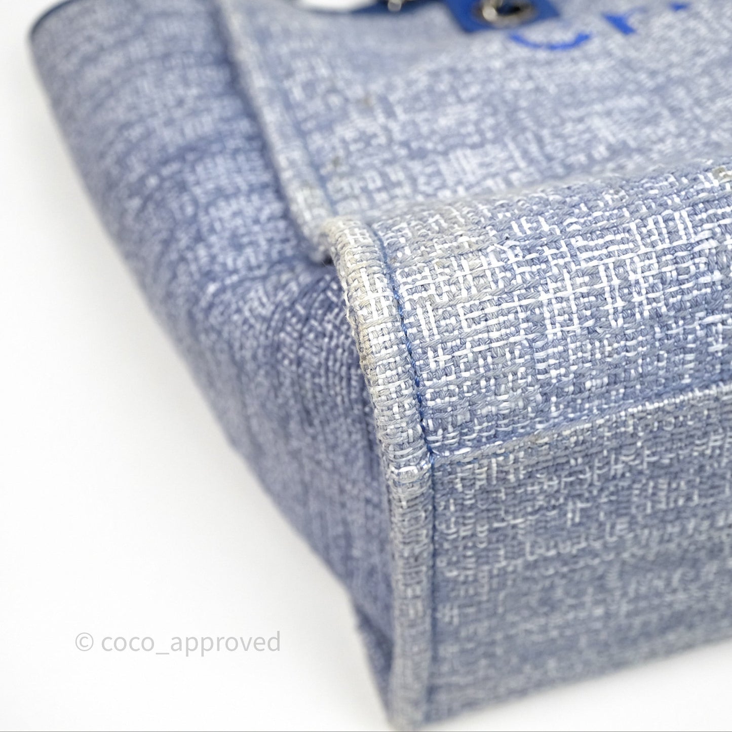 Chanel Large Deauville Blue Canvas Silver Hardware