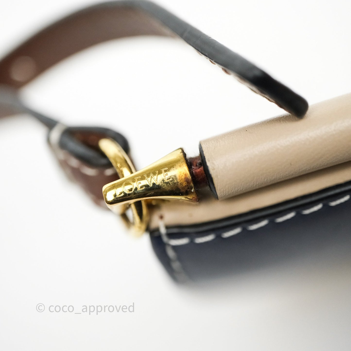 Loewe Gate Pochette Crossbody Bag Beige/ Navy Calfskin