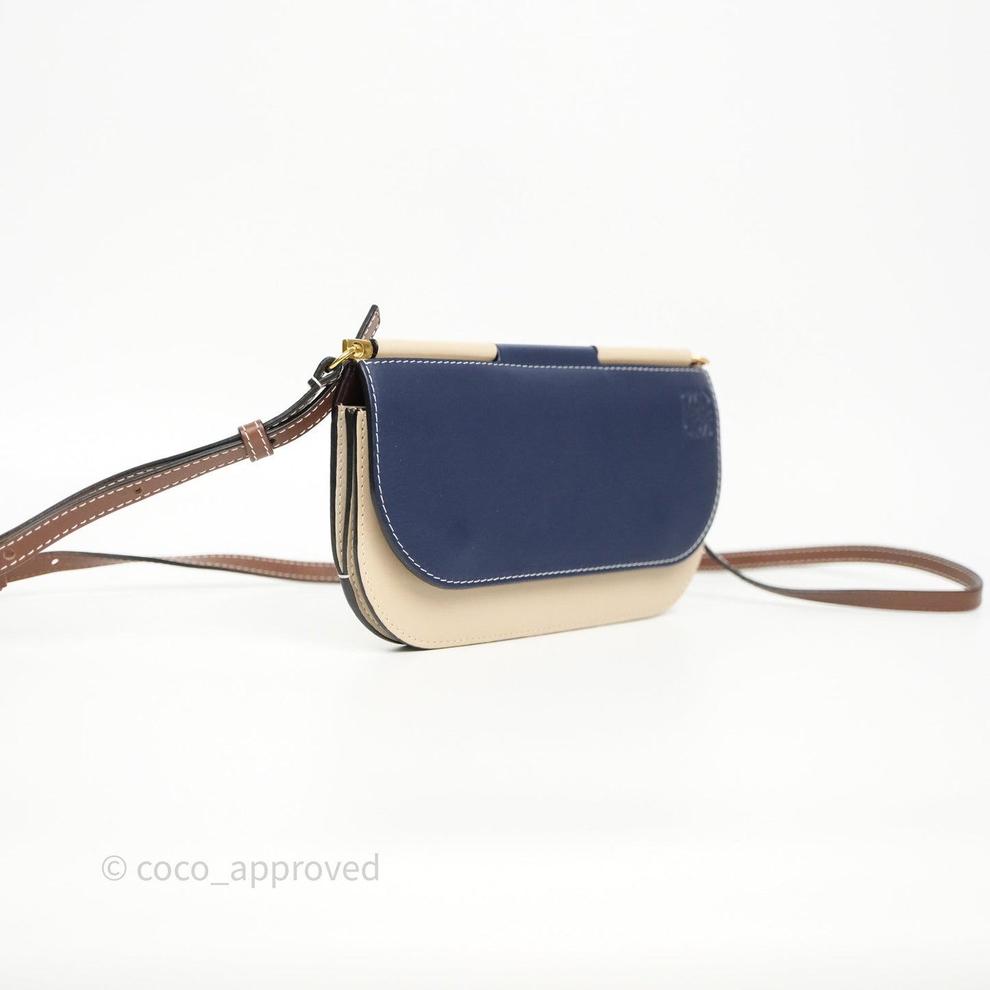 Loewe Gate Pochette Crossbody Bag Beige/ Navy Calfskin