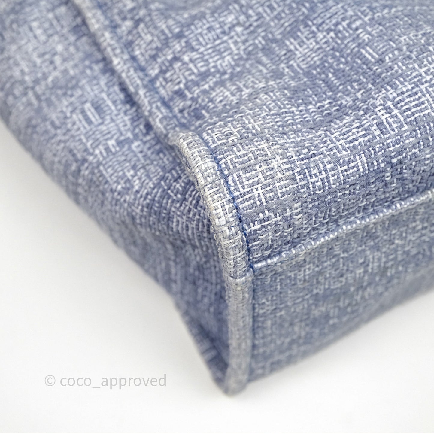 Chanel Large Deauville Blue Canvas Silver Hardware