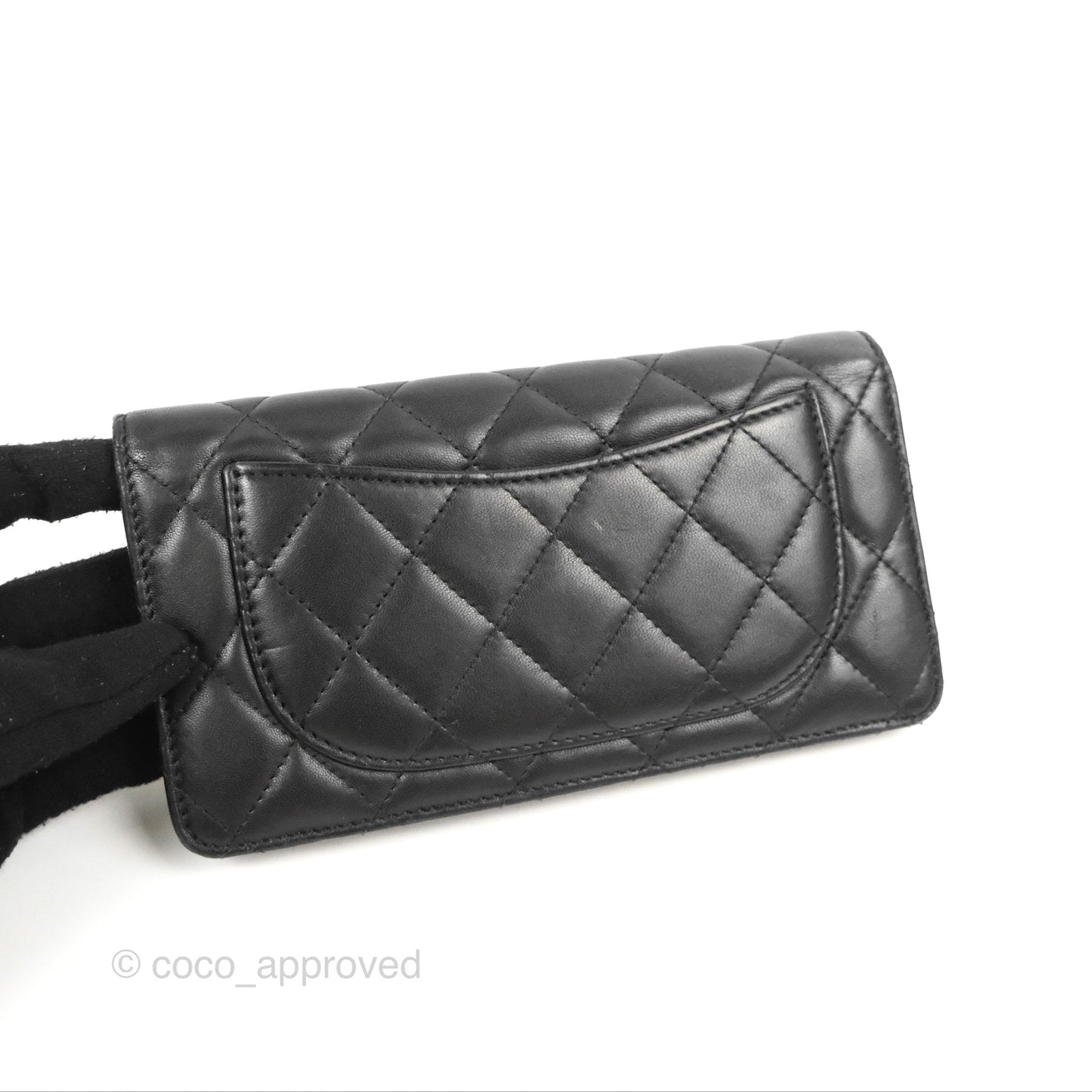 Chanel Classic Quilted Long Wallet Black Lambskin Silver Hardware