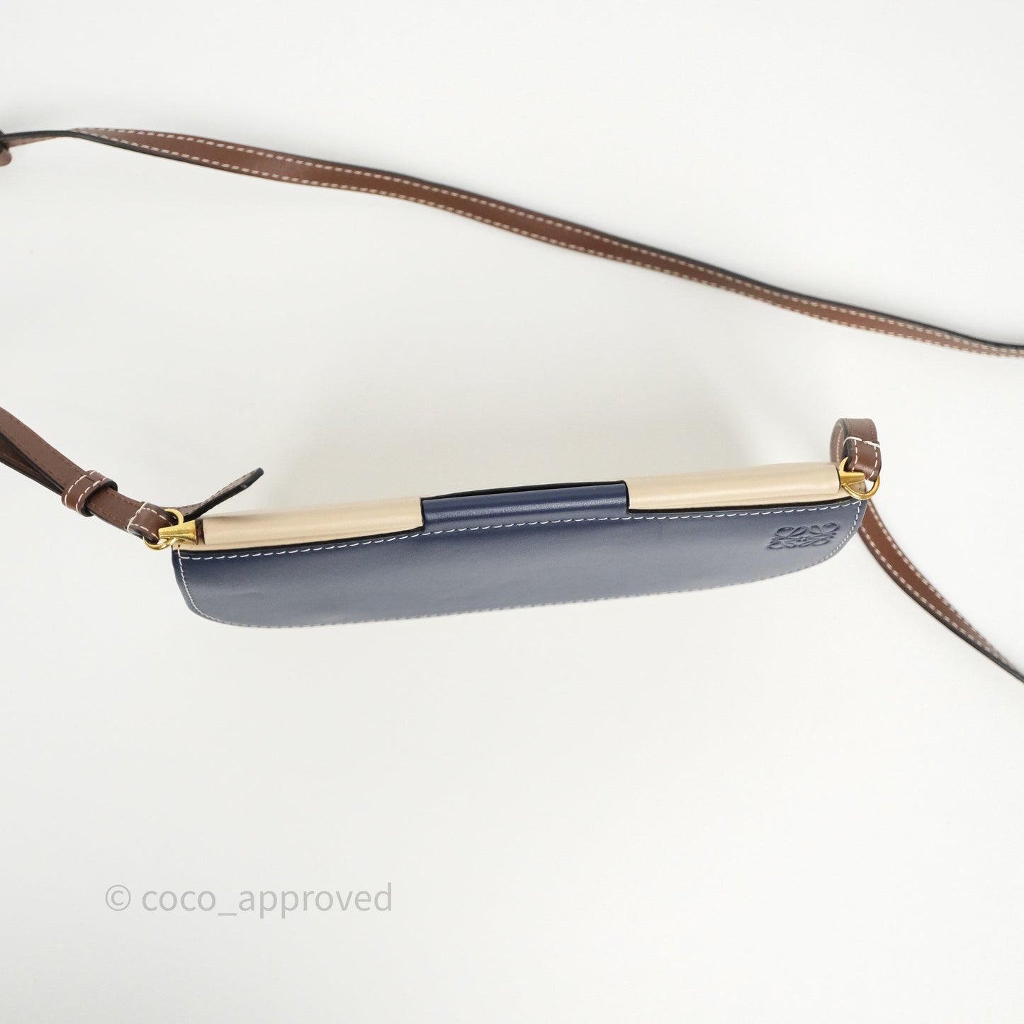 Loewe Gate Pochette Crossbody Bag Beige/ Navy Calfskin