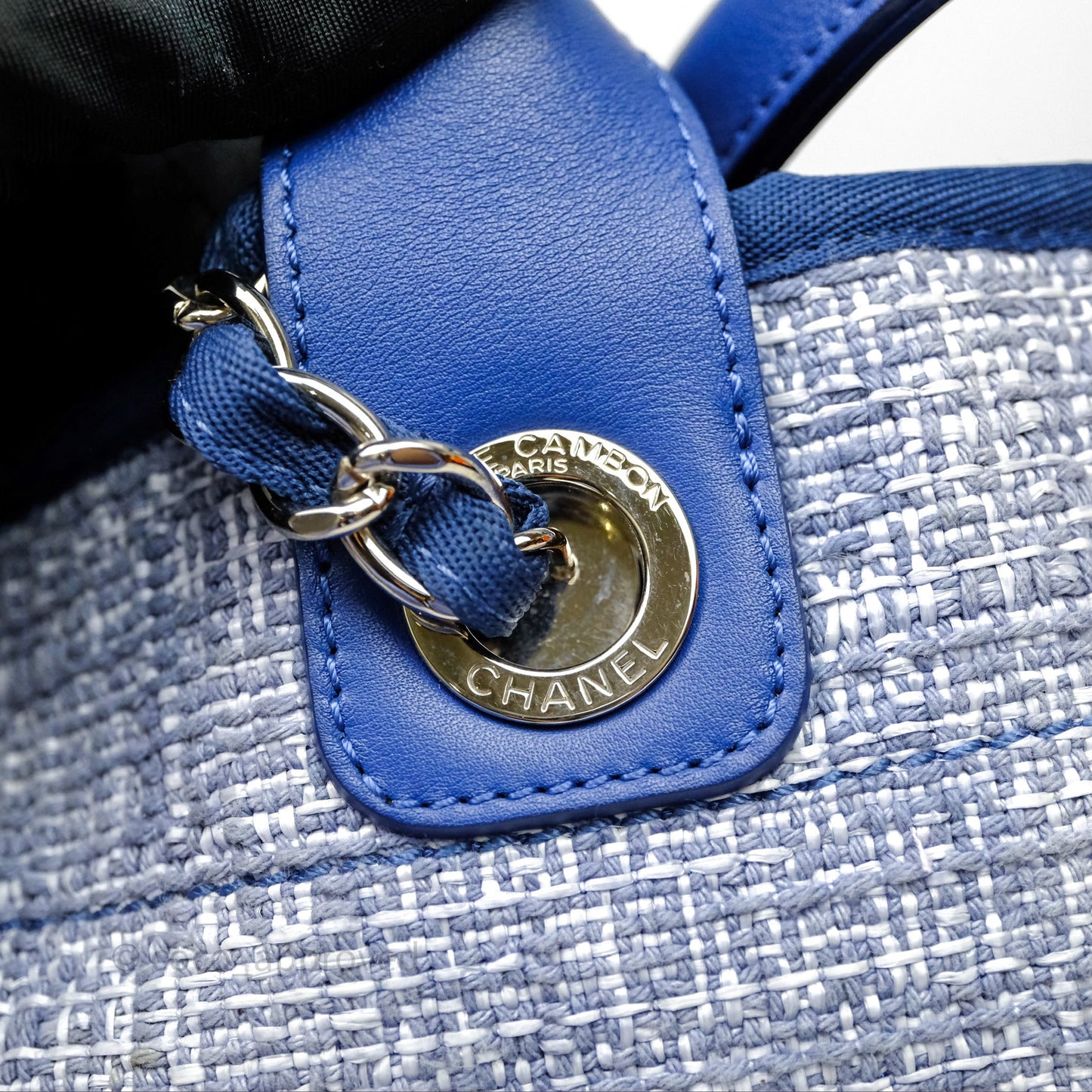 Chanel Large Deauville Blue Canvas Silver Hardware