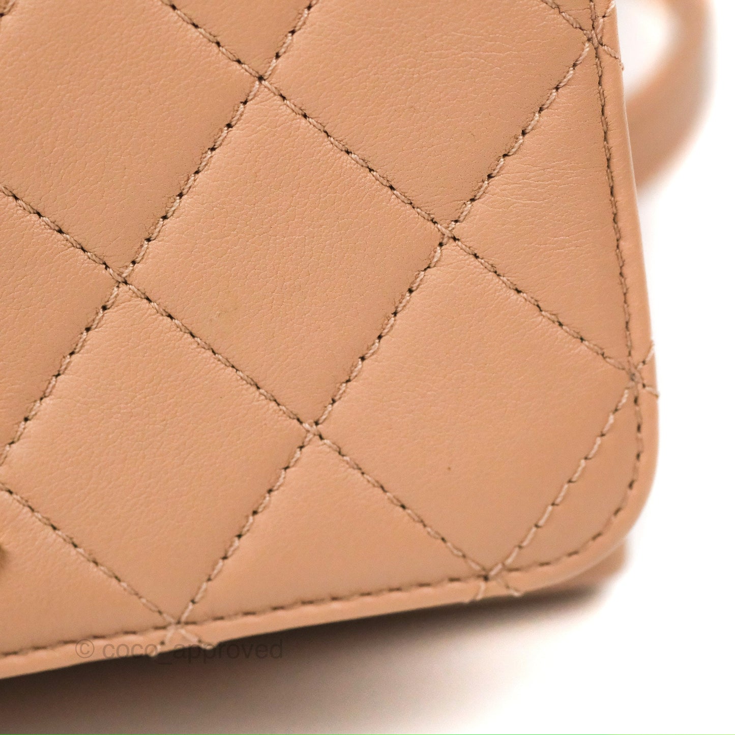 Chanel Pearl Chain Bag Nude Pink Calfskin Aged Gold Hardware