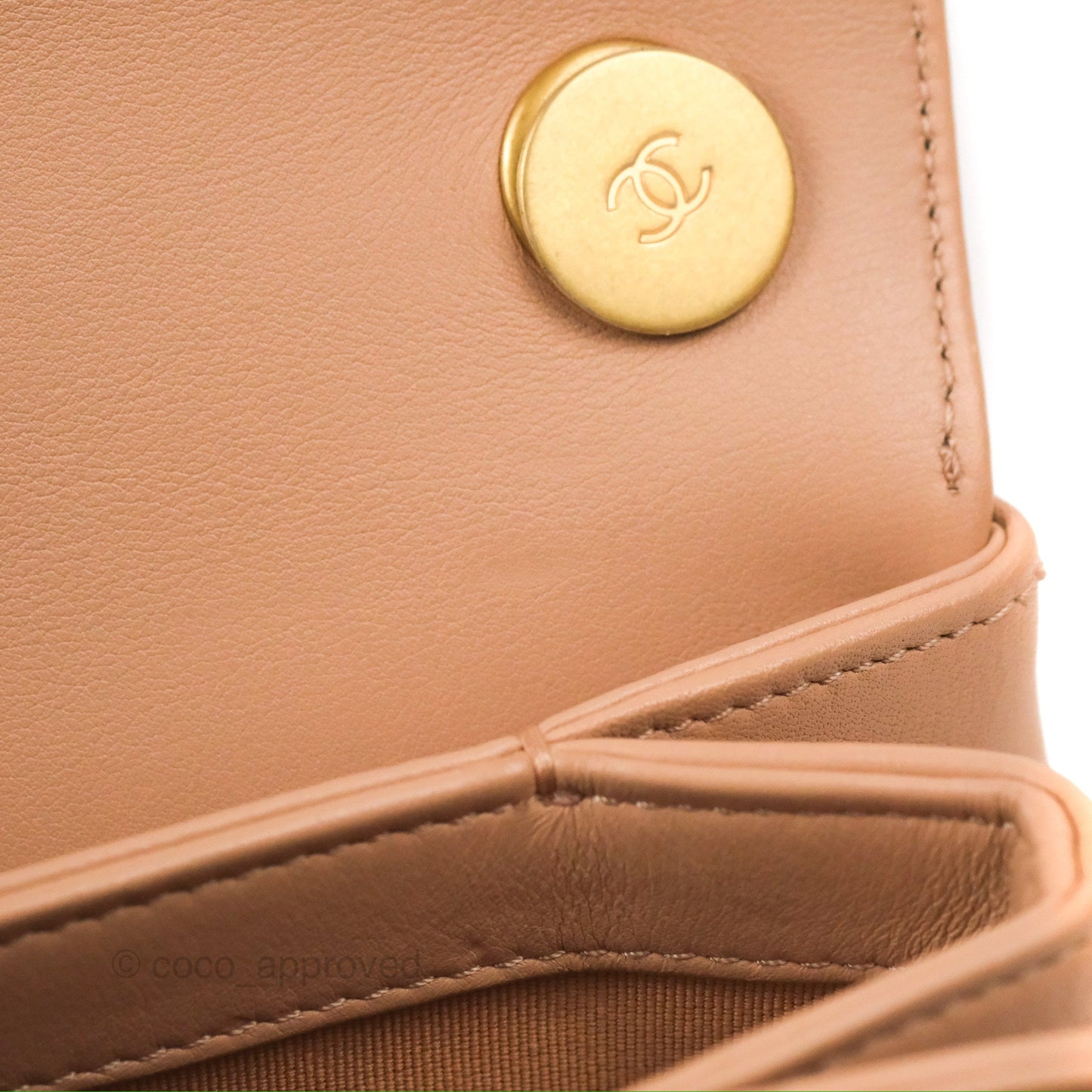 Chanel Pearl Chain Bag Nude Pink Calfskin Aged Gold Hardware