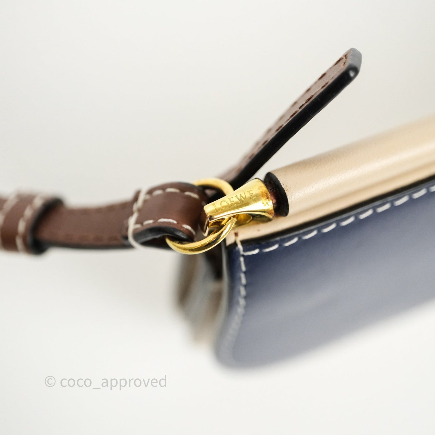 Loewe Gate Pochette Crossbody Bag Beige/ Navy Calfskin