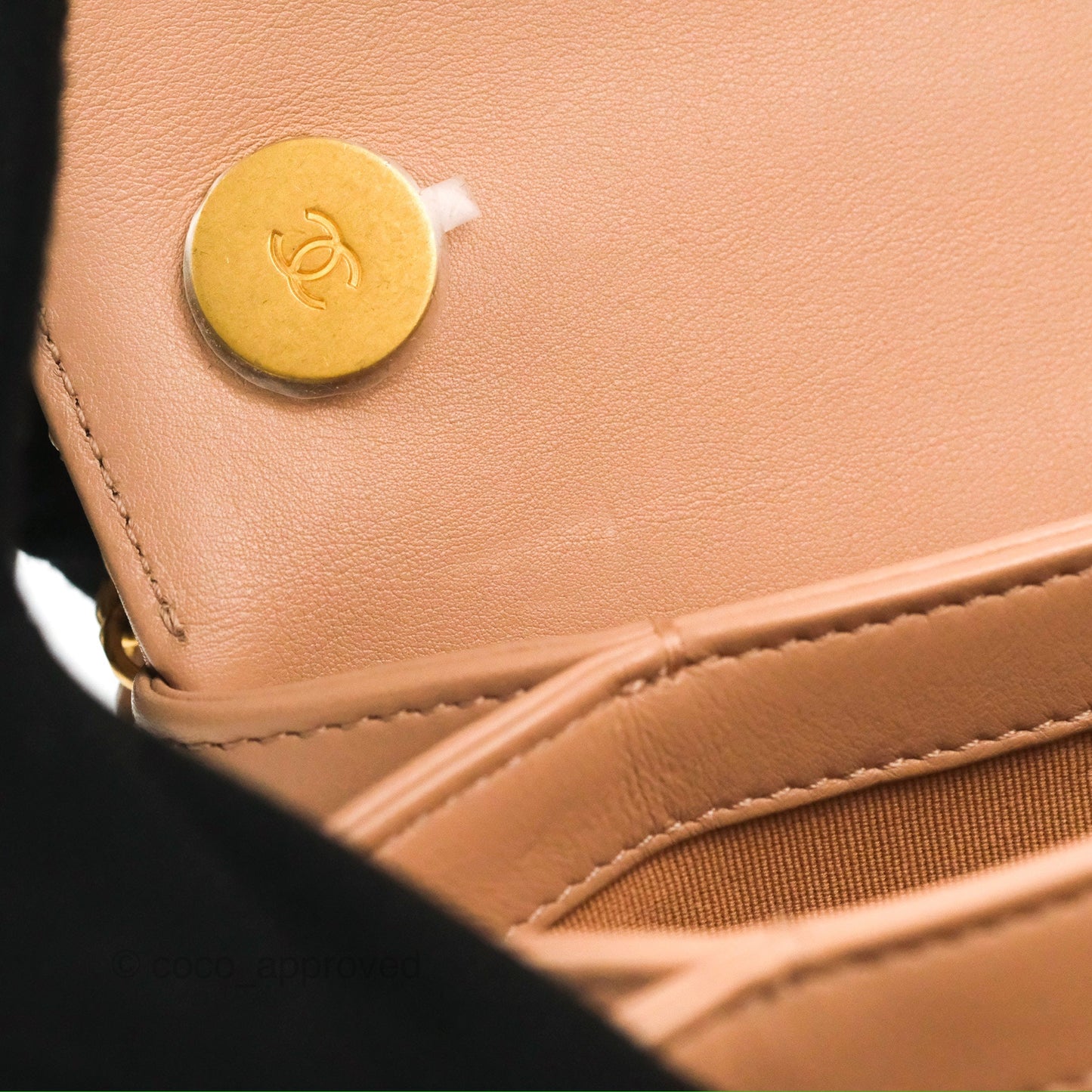 Chanel Pearl Chain Bag Nude Pink Calfskin Aged Gold Hardware