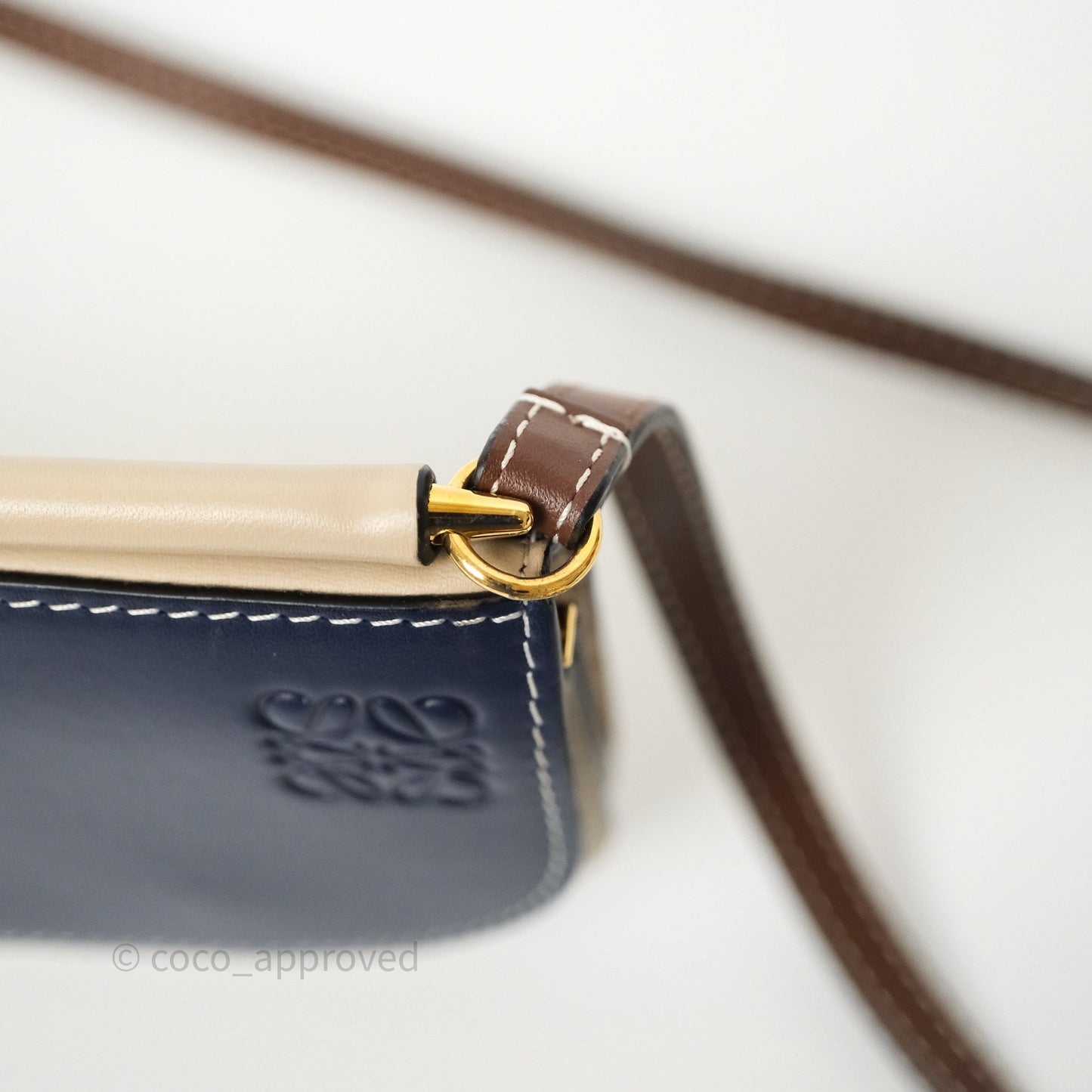 Loewe Gate Pochette Crossbody Bag Beige/ Navy Calfskin