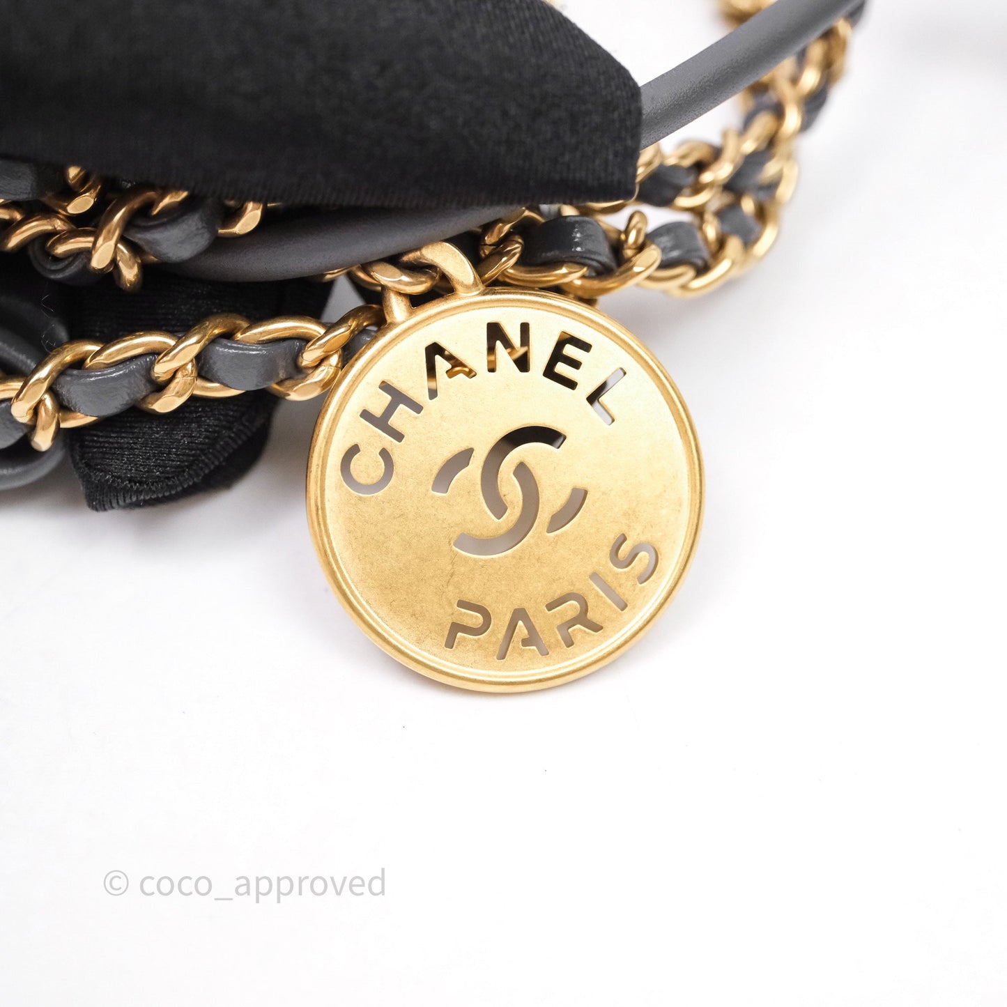 Chanel 22 Mini Bag Dark Grey Shiny Crumpled Calfskin Aged Gold Hardware