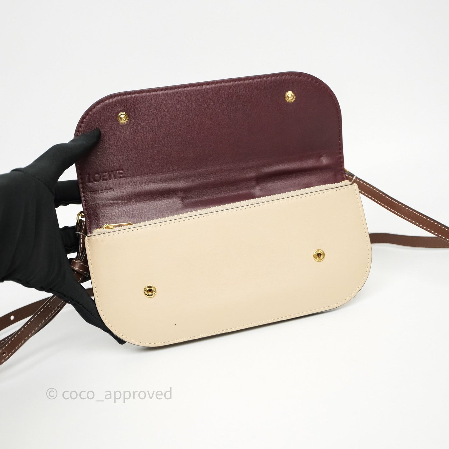 Loewe Gate Pochette Crossbody Bag Beige/ Navy Calfskin