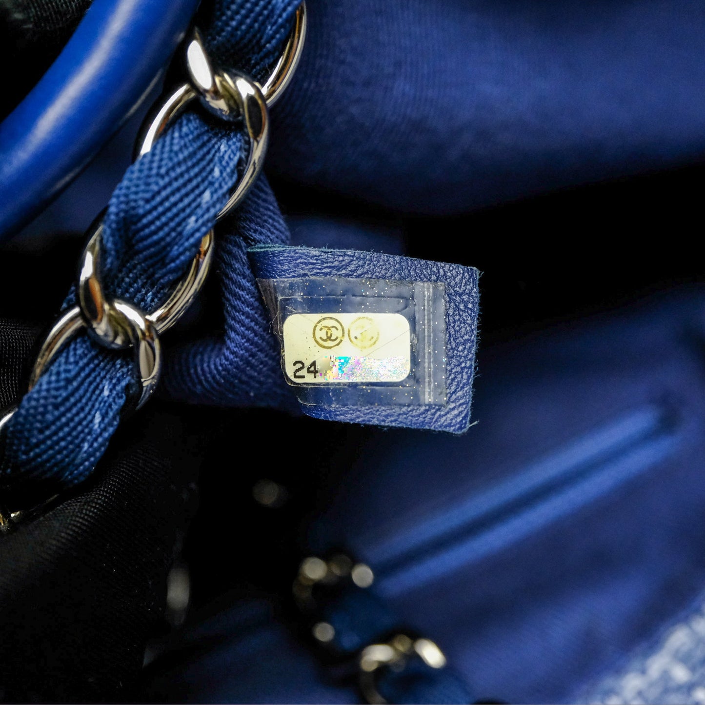 Chanel Large Deauville Blue Canvas Silver Hardware