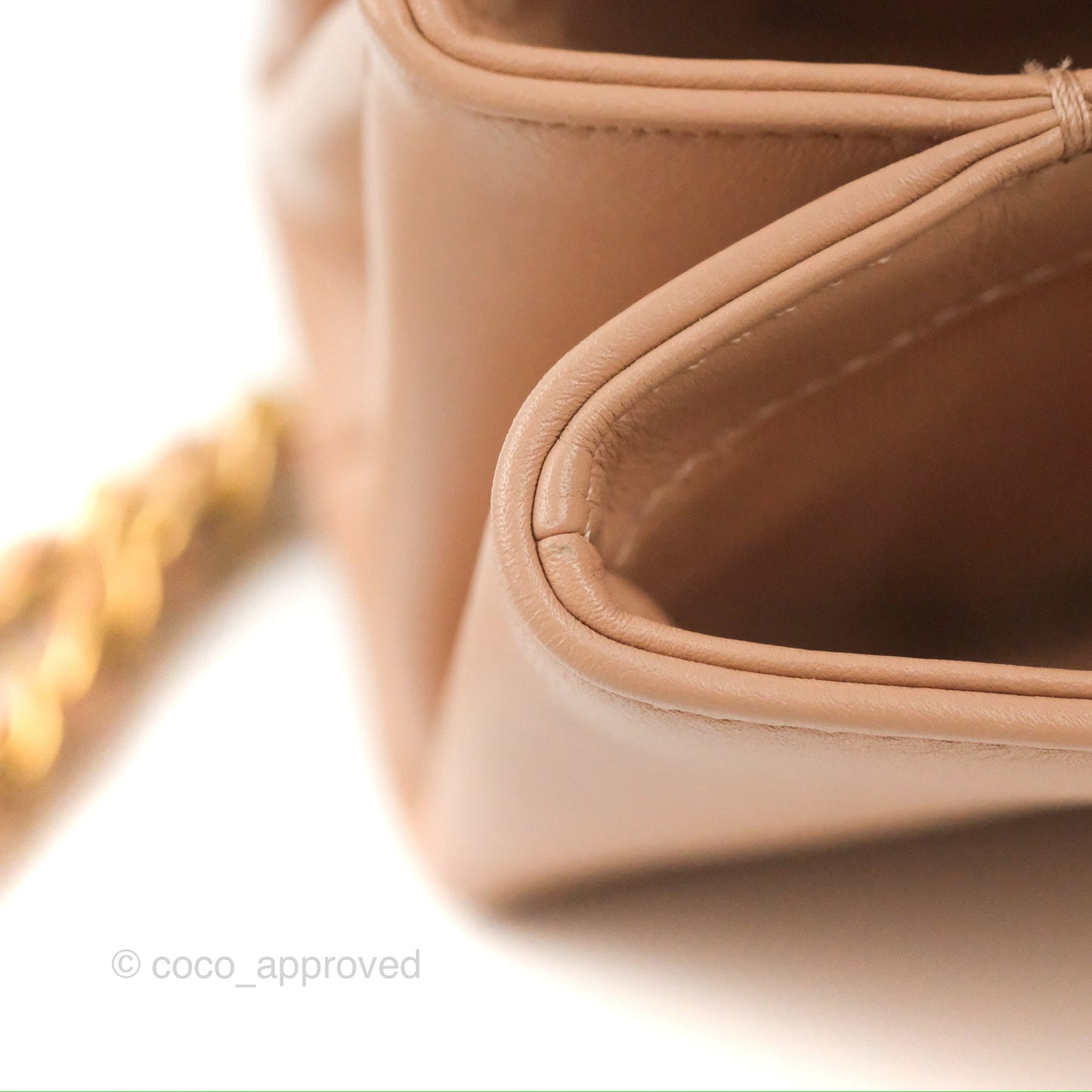 Chanel Pearl Chain Bag Nude Pink Calfskin Aged Gold Hardware