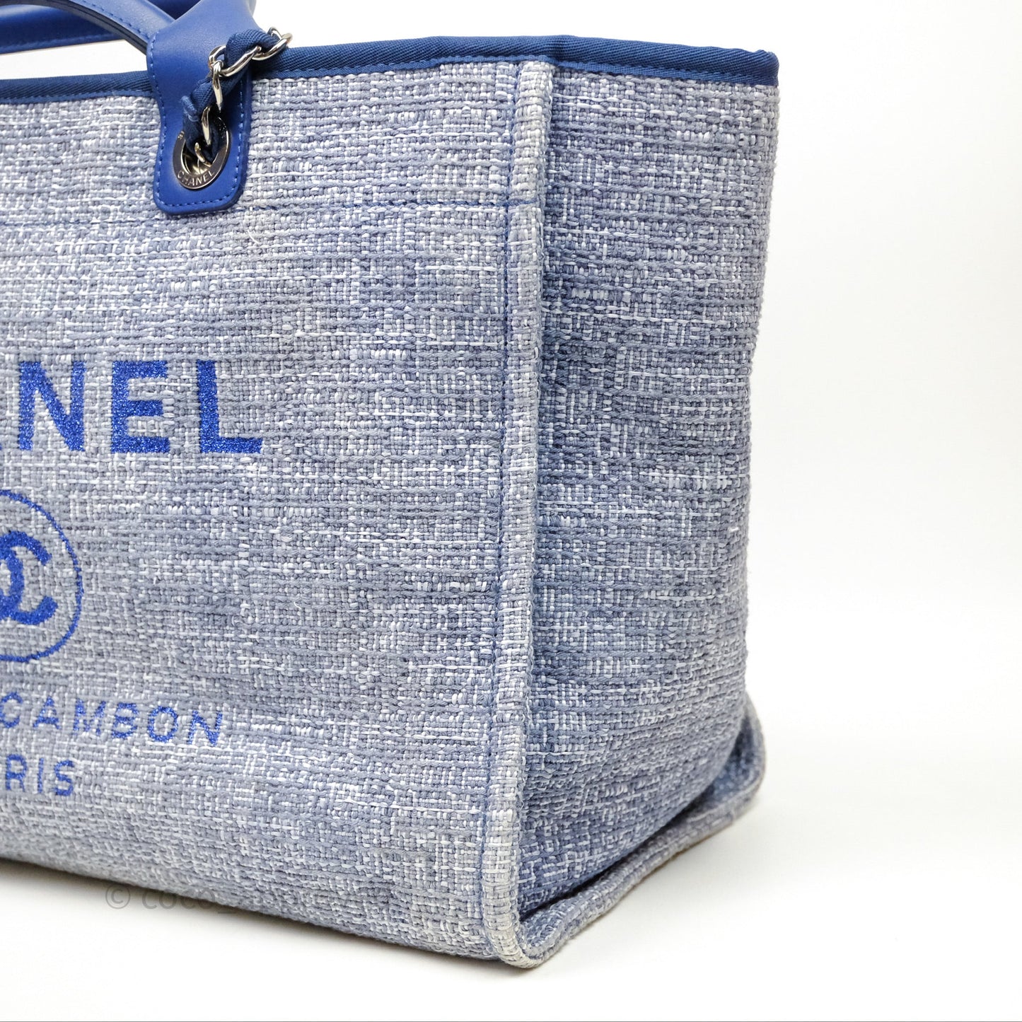 Chanel Large Deauville Blue Canvas Silver Hardware