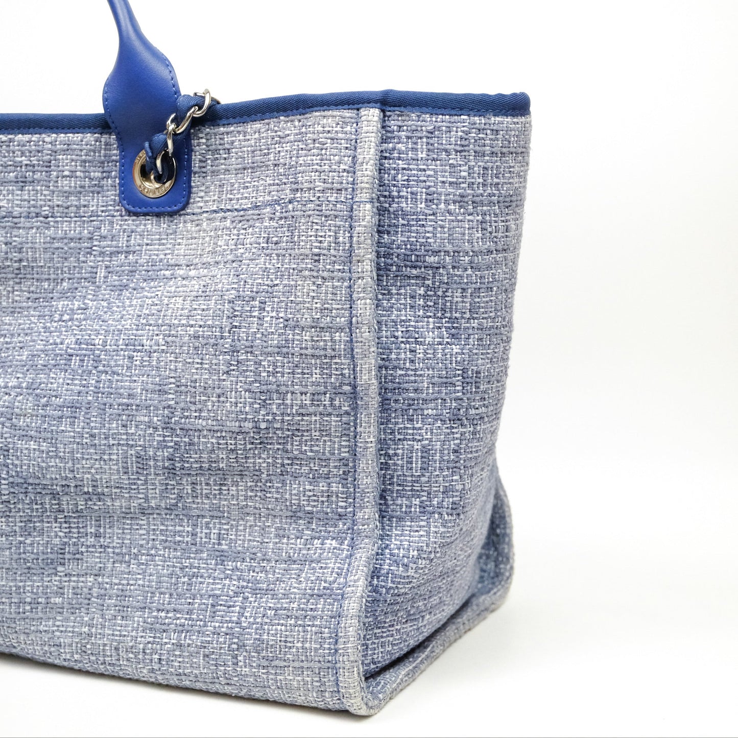 Chanel Large Deauville Blue Canvas Silver Hardware