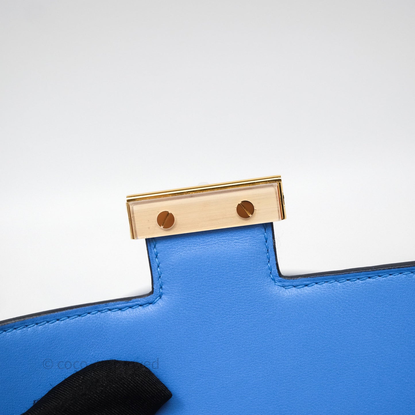Hermes Mini Constance Ostrich Blue Bleuet O7 Gold Hardware