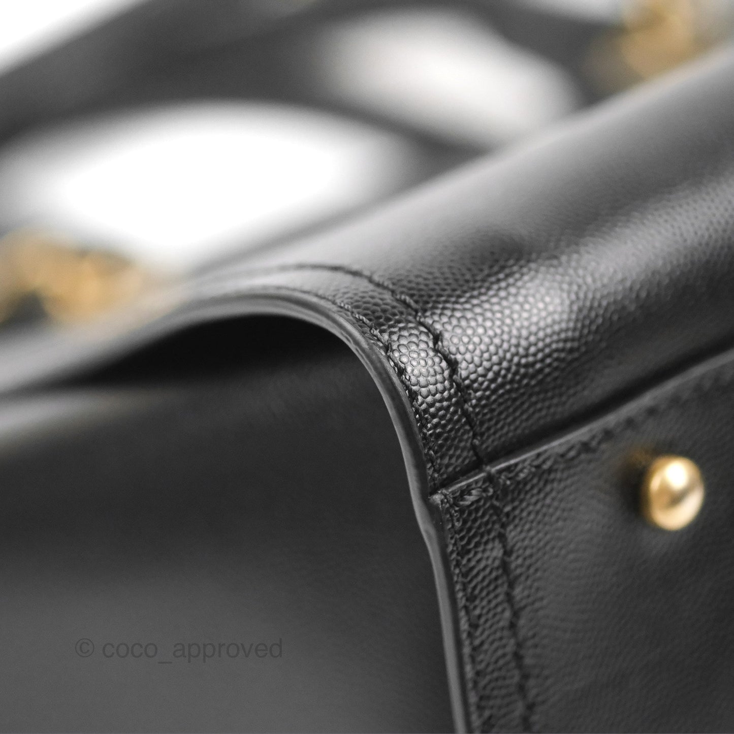 Chanel Small Studded Deauville Tote Black Caviar Gold Hardware
