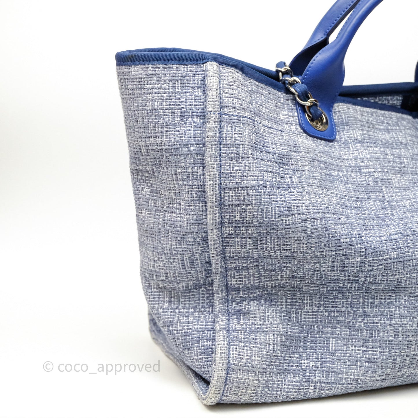 Chanel Large Deauville Blue Canvas Silver Hardware