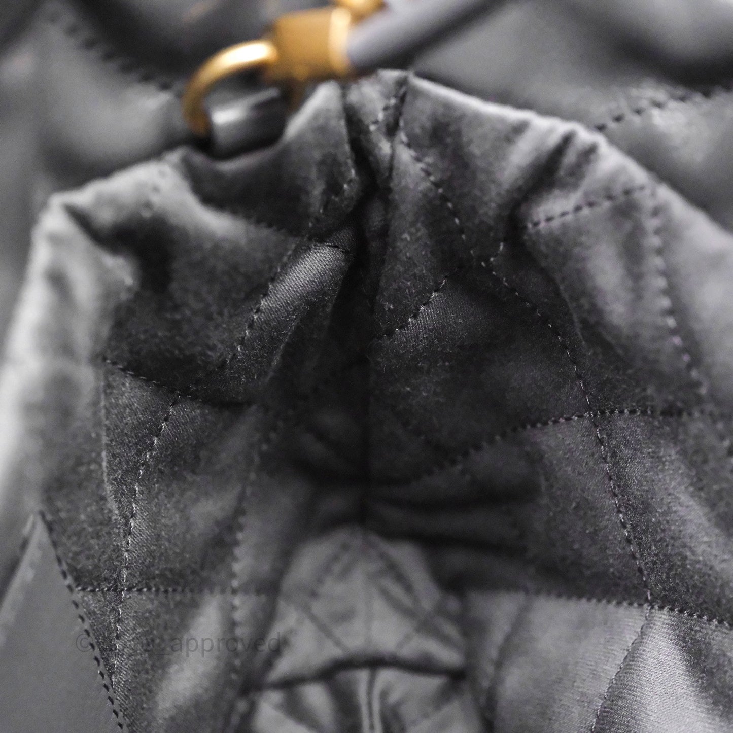 Chanel 22 Mini Bag Dark Grey Shiny Crumpled Calfskin Aged Gold Hardware