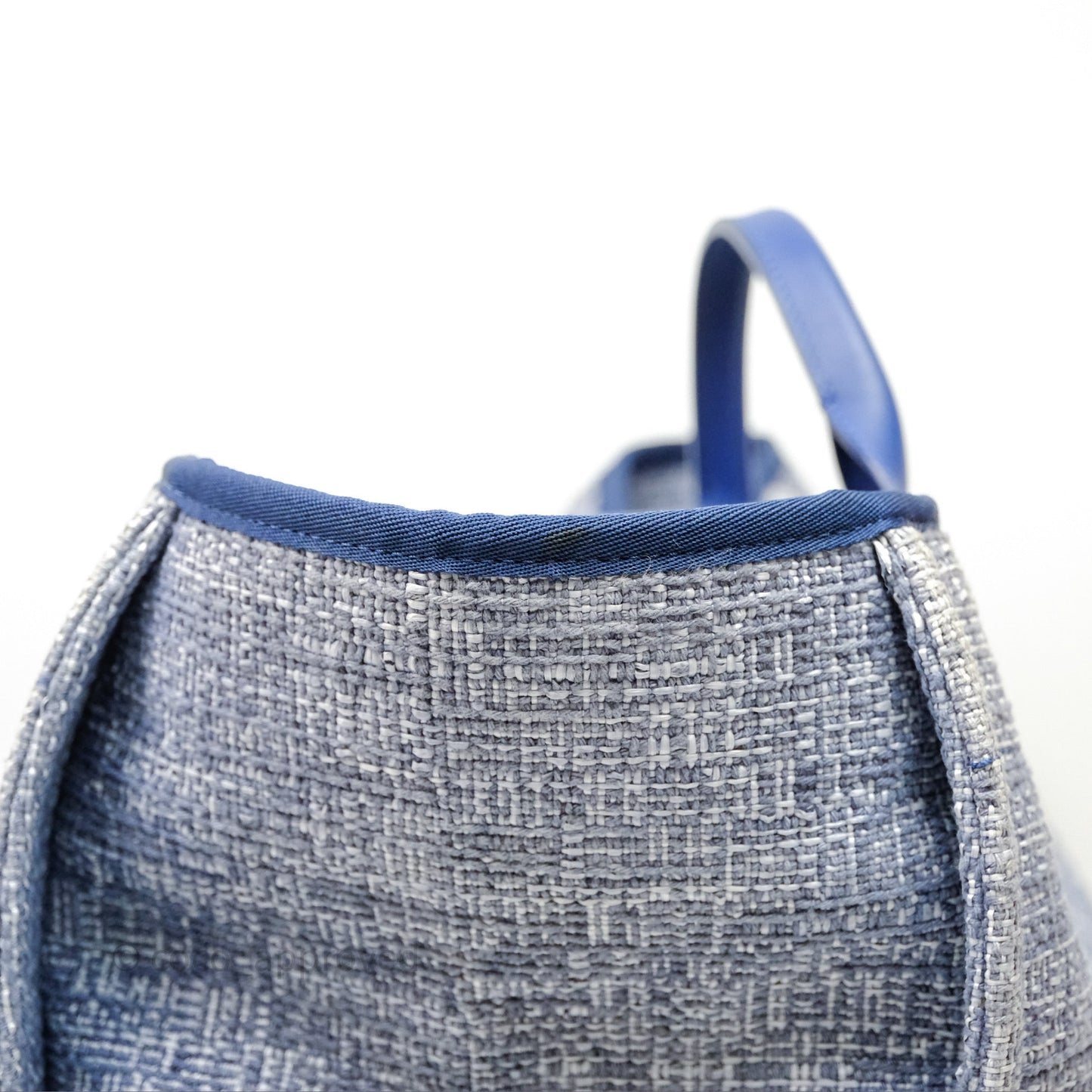 Chanel Large Deauville Blue Canvas Silver Hardware