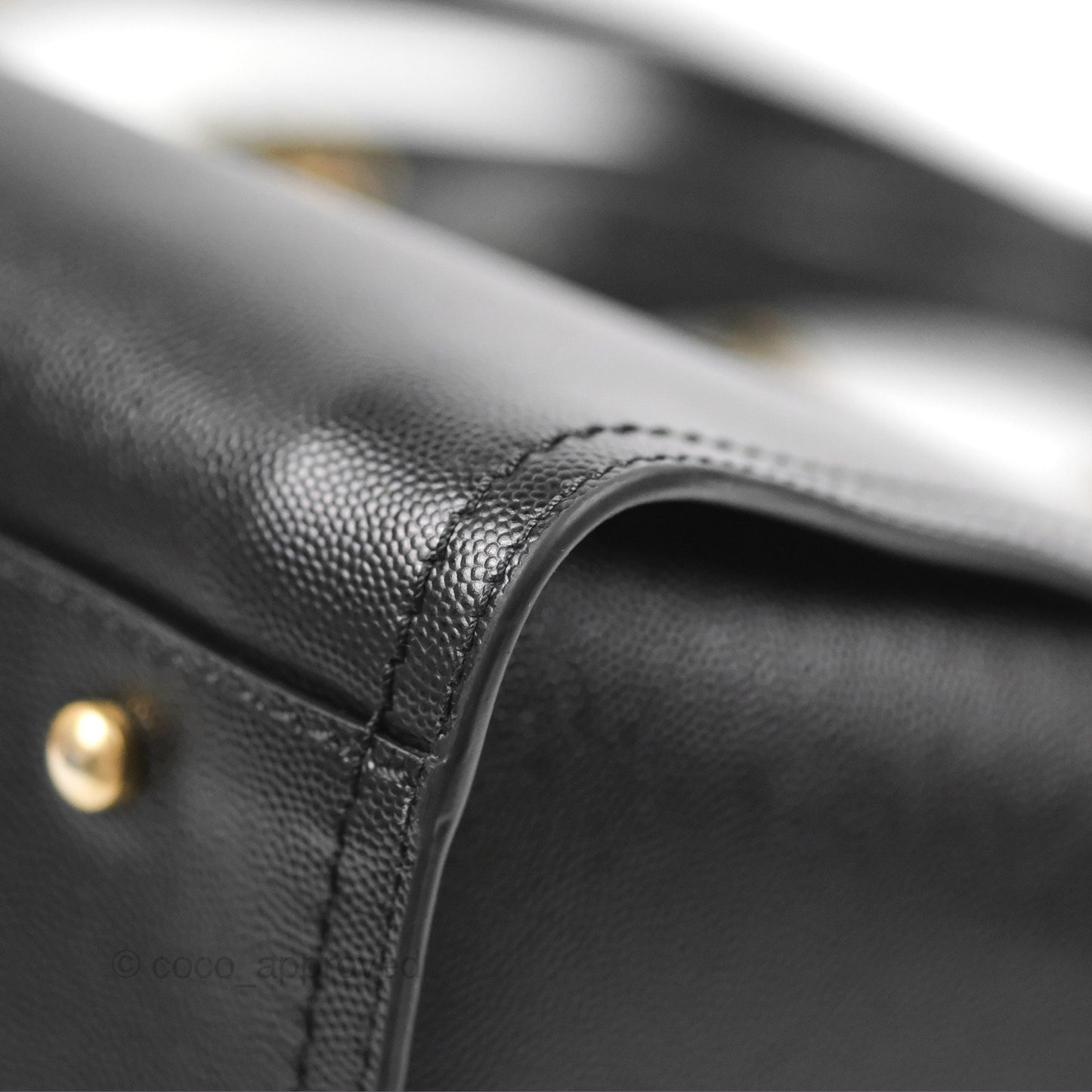 Chanel Small Studded Deauville Tote Black Caviar Gold Hardware