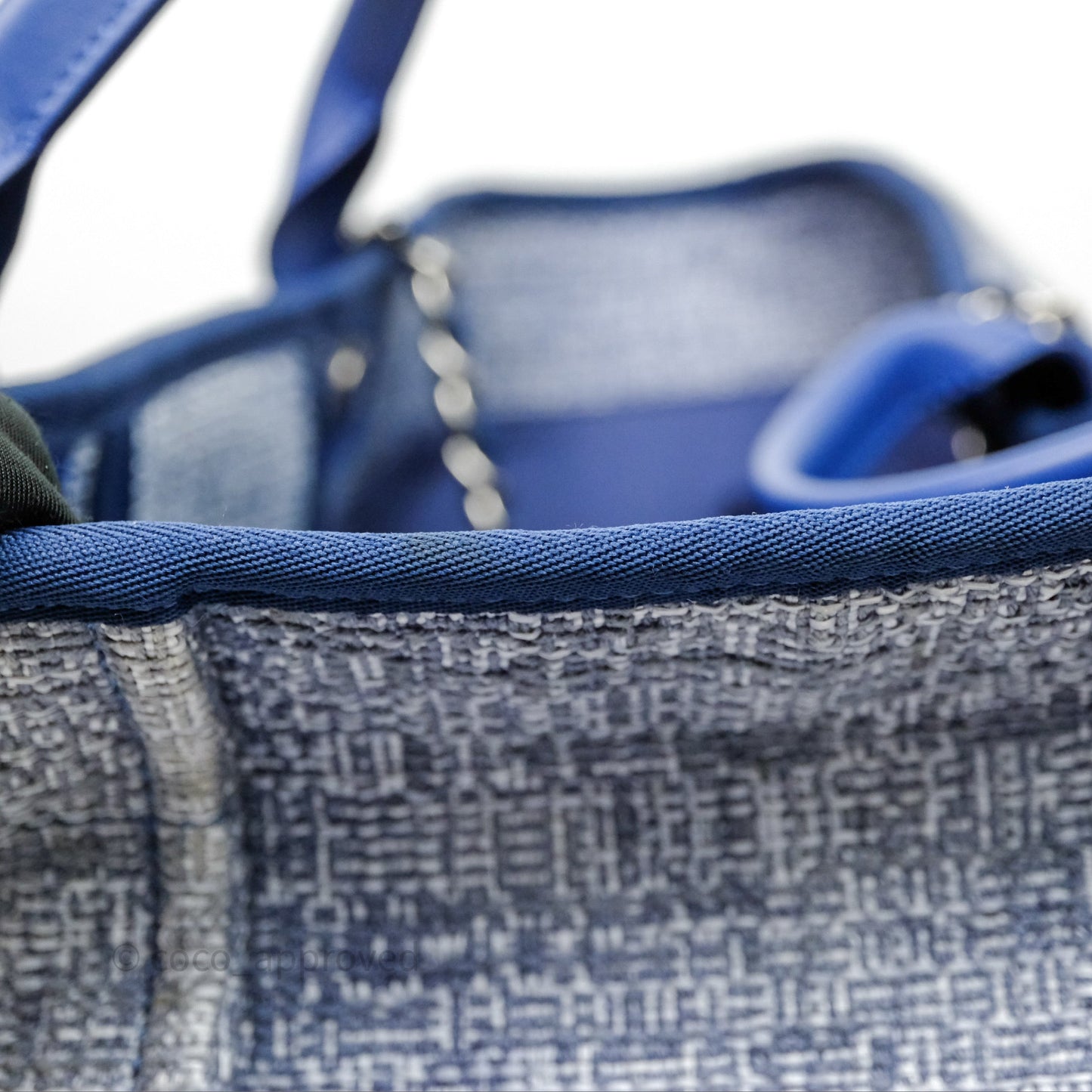 Chanel Large Deauville Blue Canvas Silver Hardware