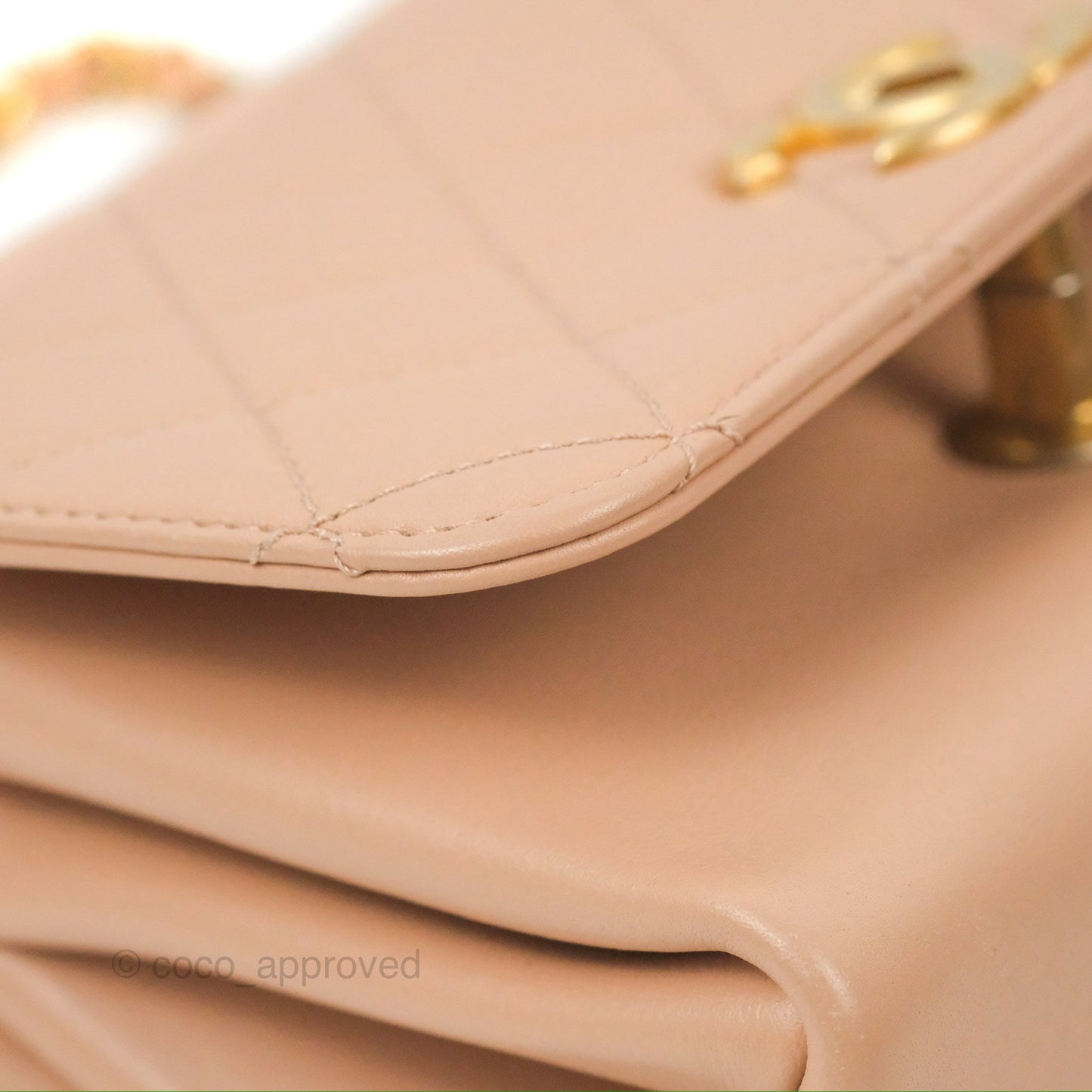 Chanel Pearl Chain Bag Nude Pink Calfskin Aged Gold Hardware