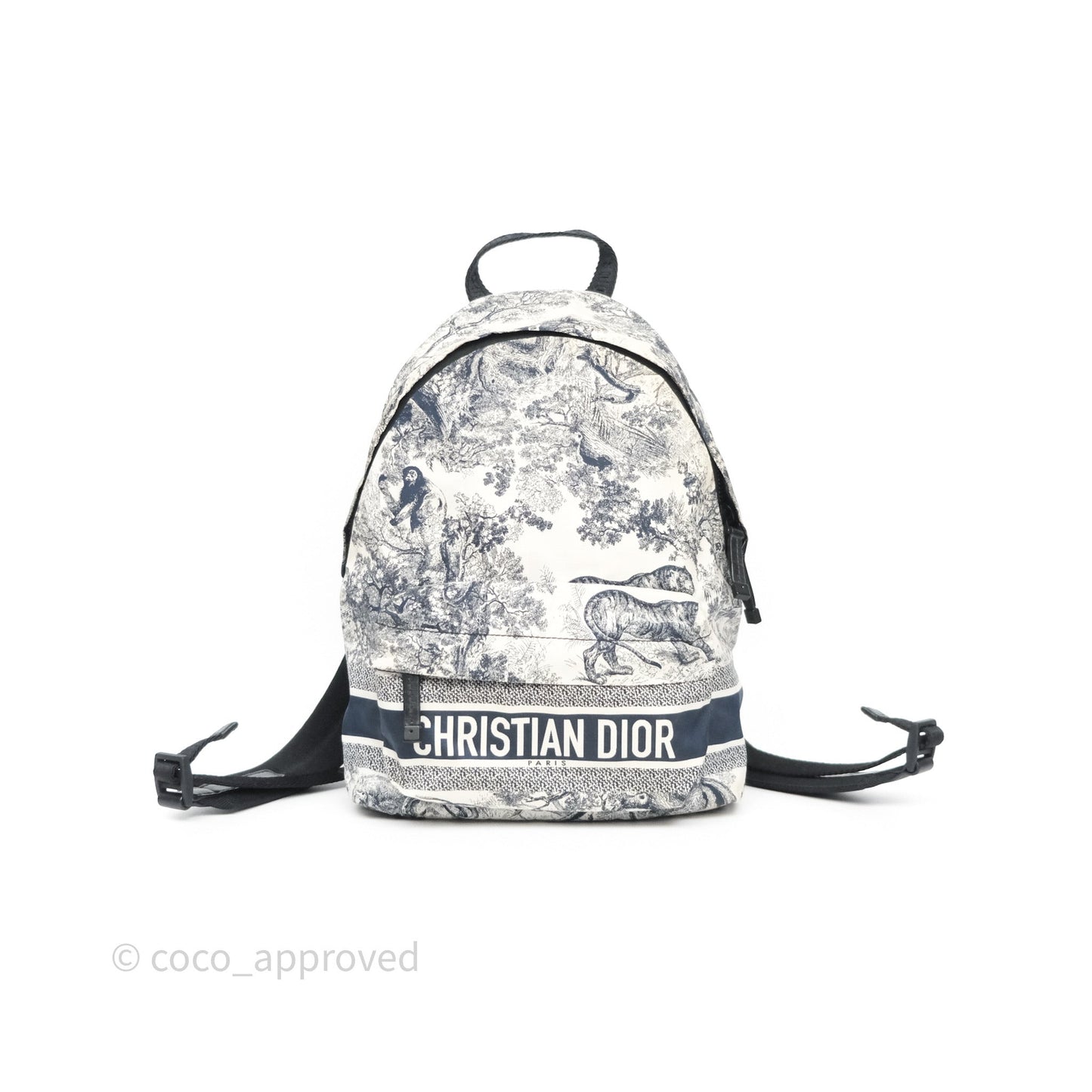 Christian Dior Toile De Jouy Diortravel Backpack White/ Blue Nylon