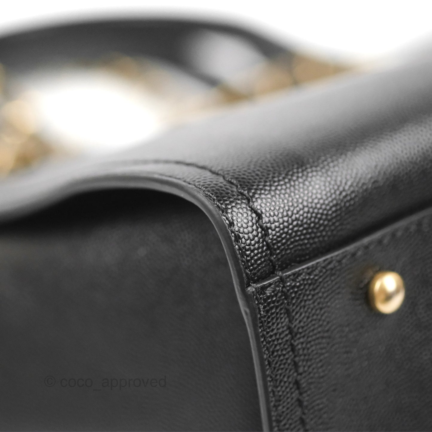 Chanel Small Studded Deauville Tote Black Caviar Gold Hardware