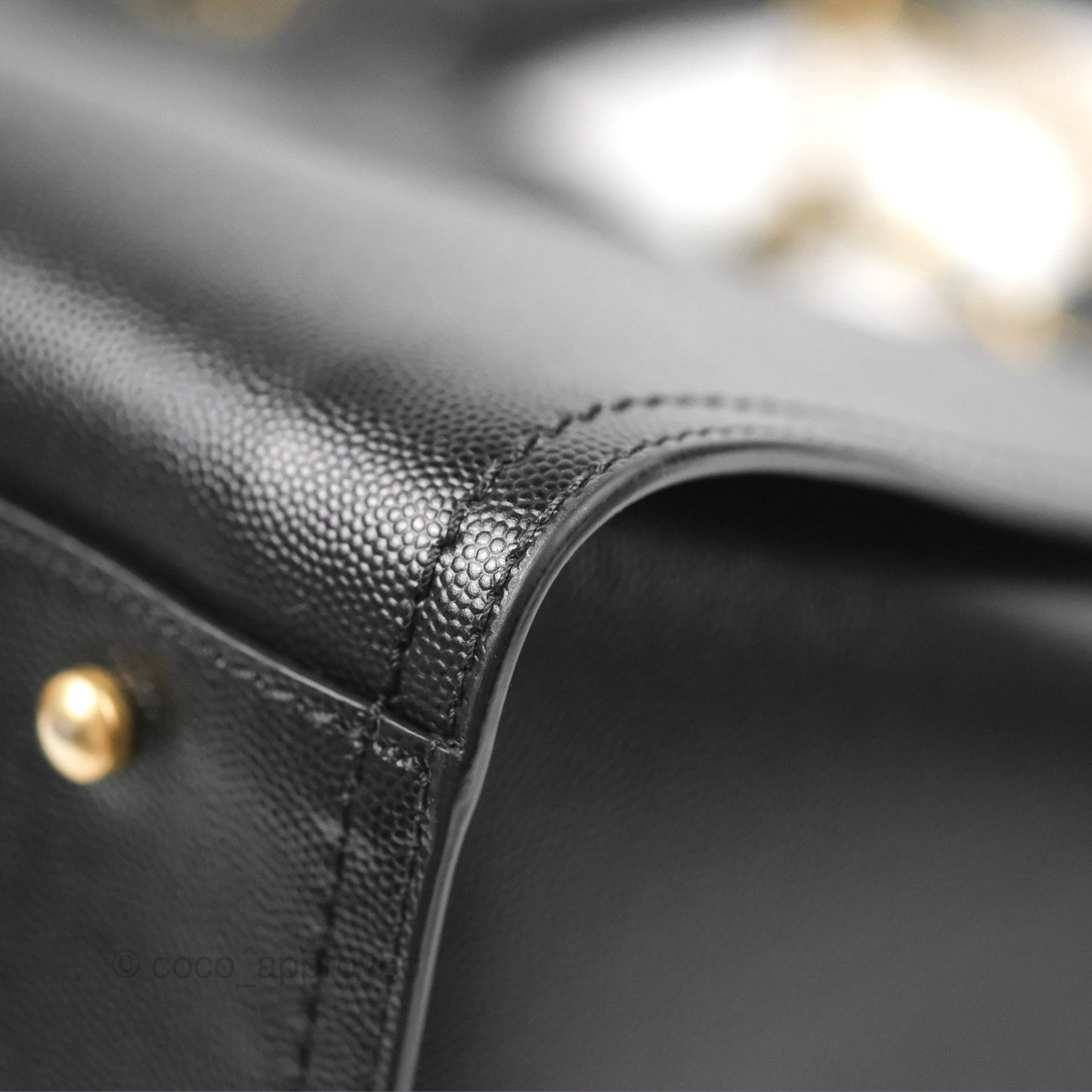 Chanel Small Studded Deauville Tote Black Caviar Gold Hardware