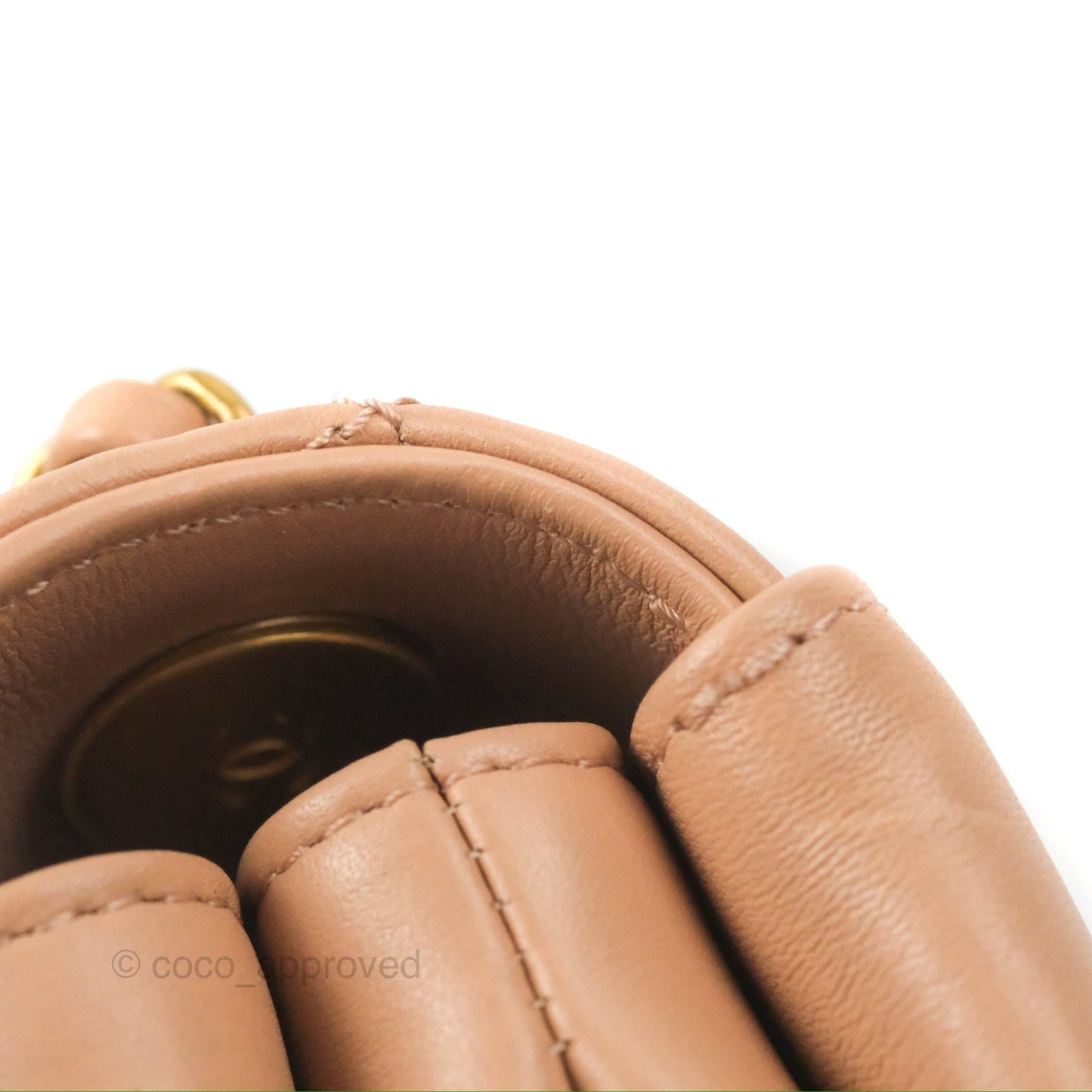 Chanel Pearl Chain Bag Nude Pink Calfskin Aged Gold Hardware