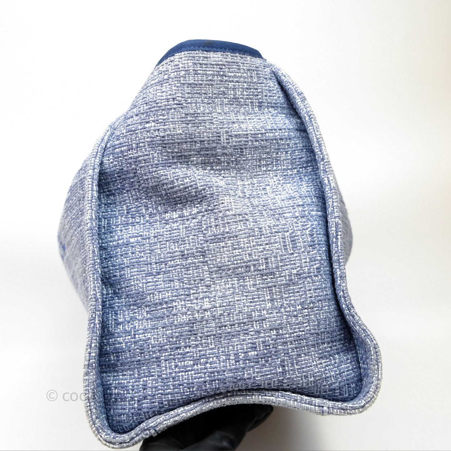 Chanel Large Deauville Blue Canvas Silver Hardware