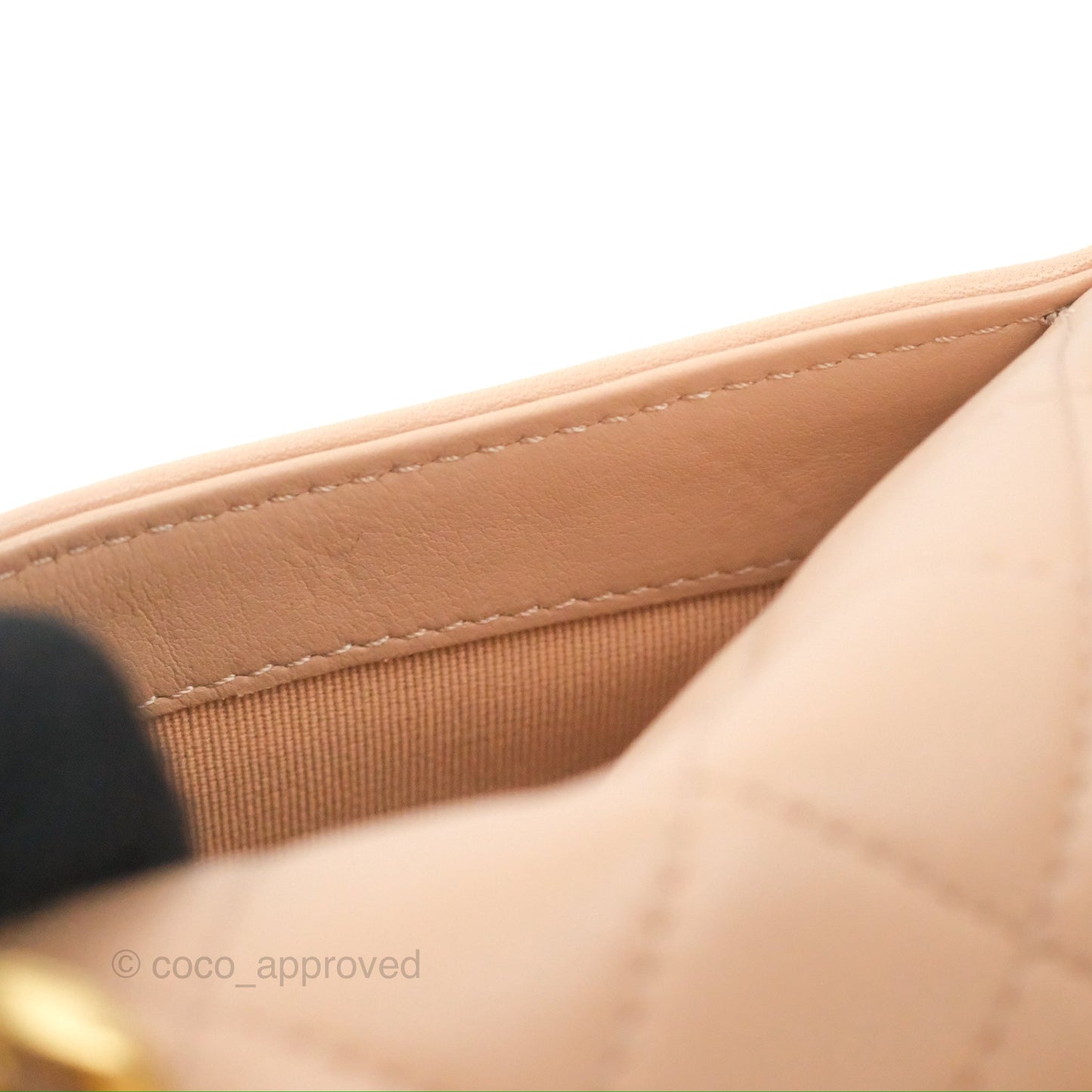 Chanel Pearl Chain Bag Nude Pink Calfskin Aged Gold Hardware