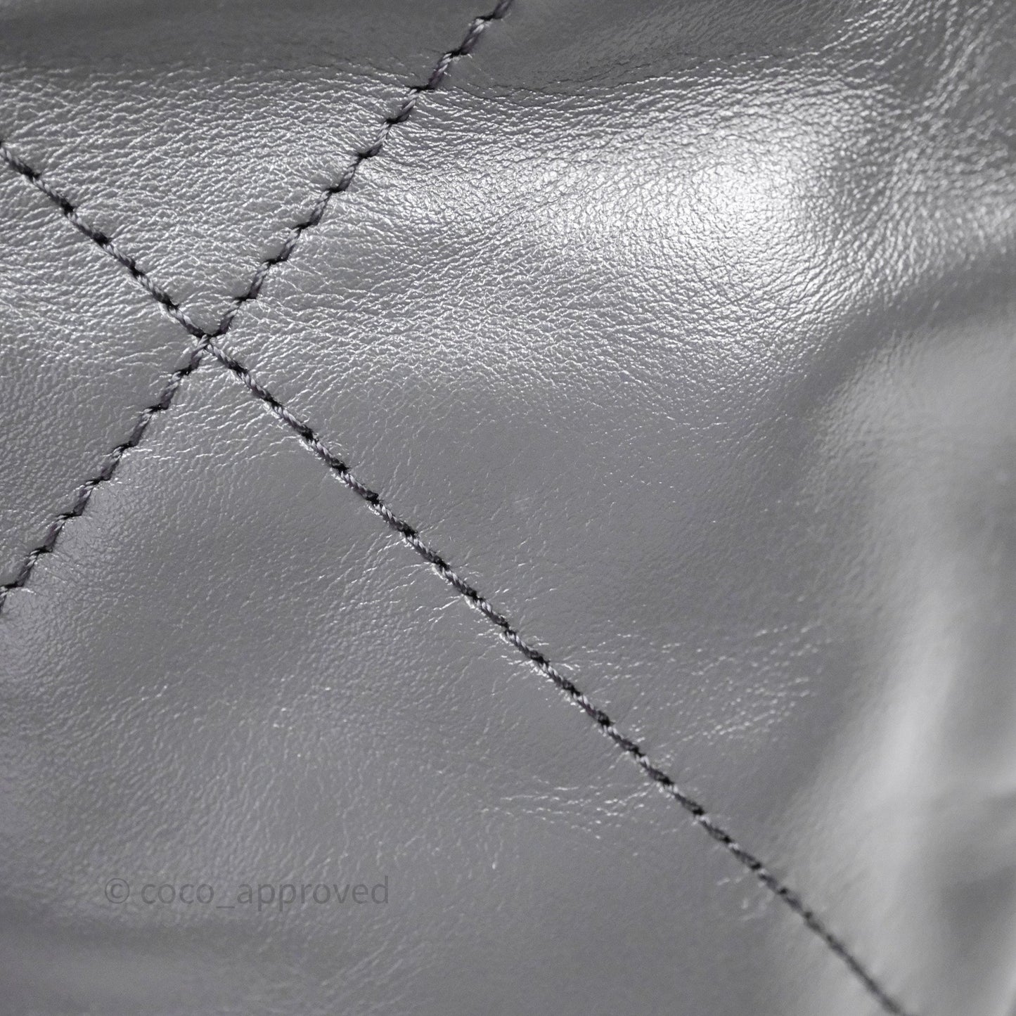 Chanel 22 Mini Bag Dark Grey Shiny Crumpled Calfskin Aged Gold Hardware