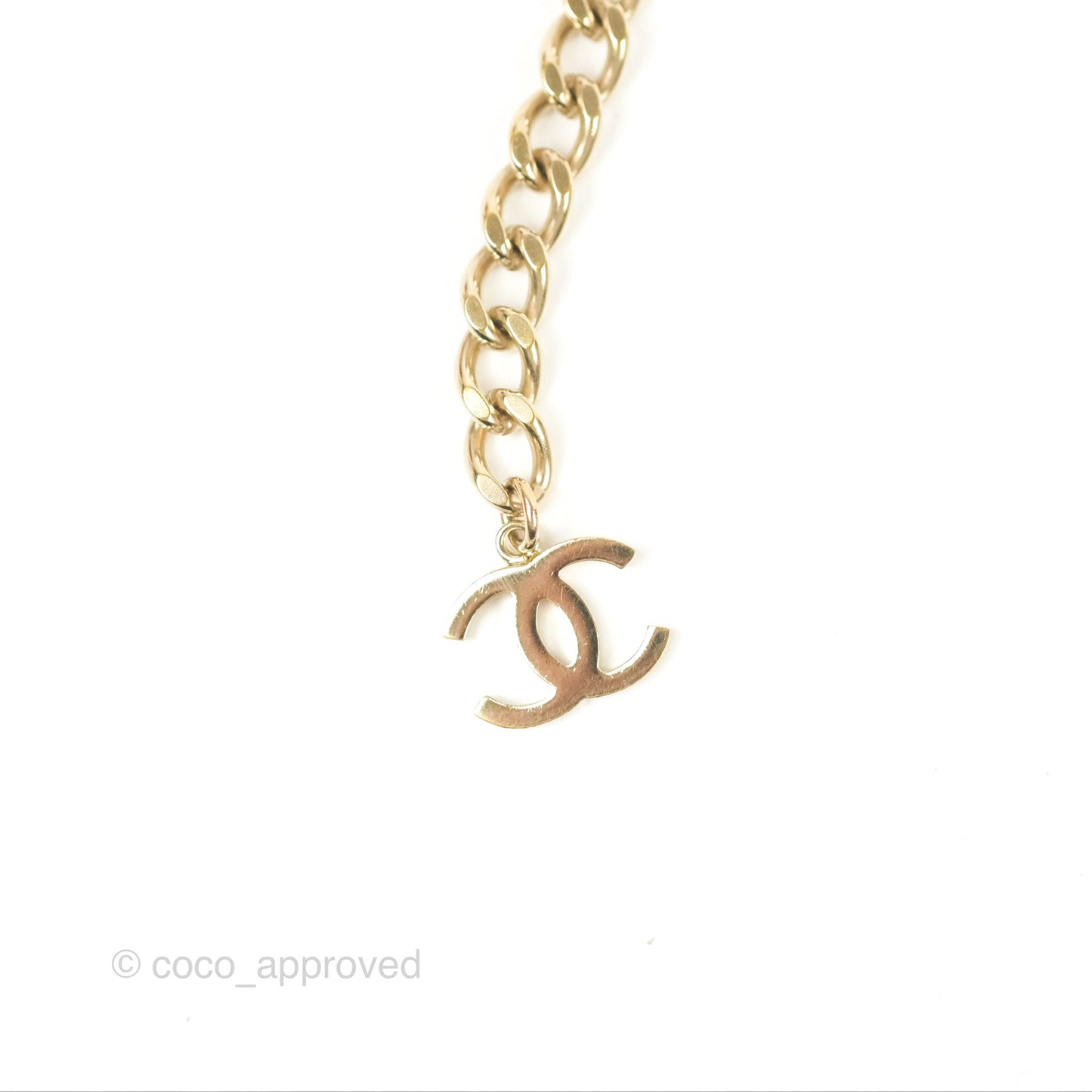 Chanel Flap Bag Charm Woven Chain Belt Black Leather Gold Tone
