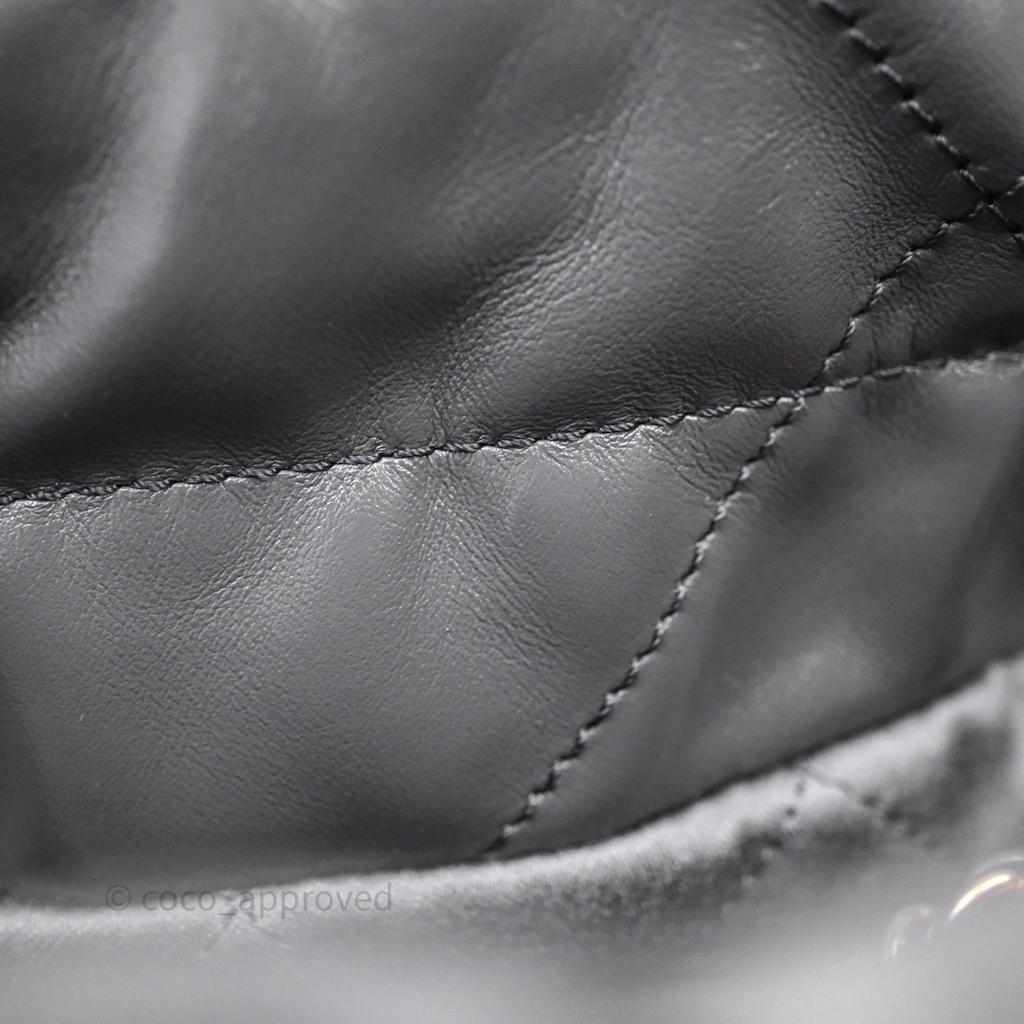 Chanel 22 Mini Bag Dark Grey Shiny Crumpled Calfskin Aged Gold Hardware