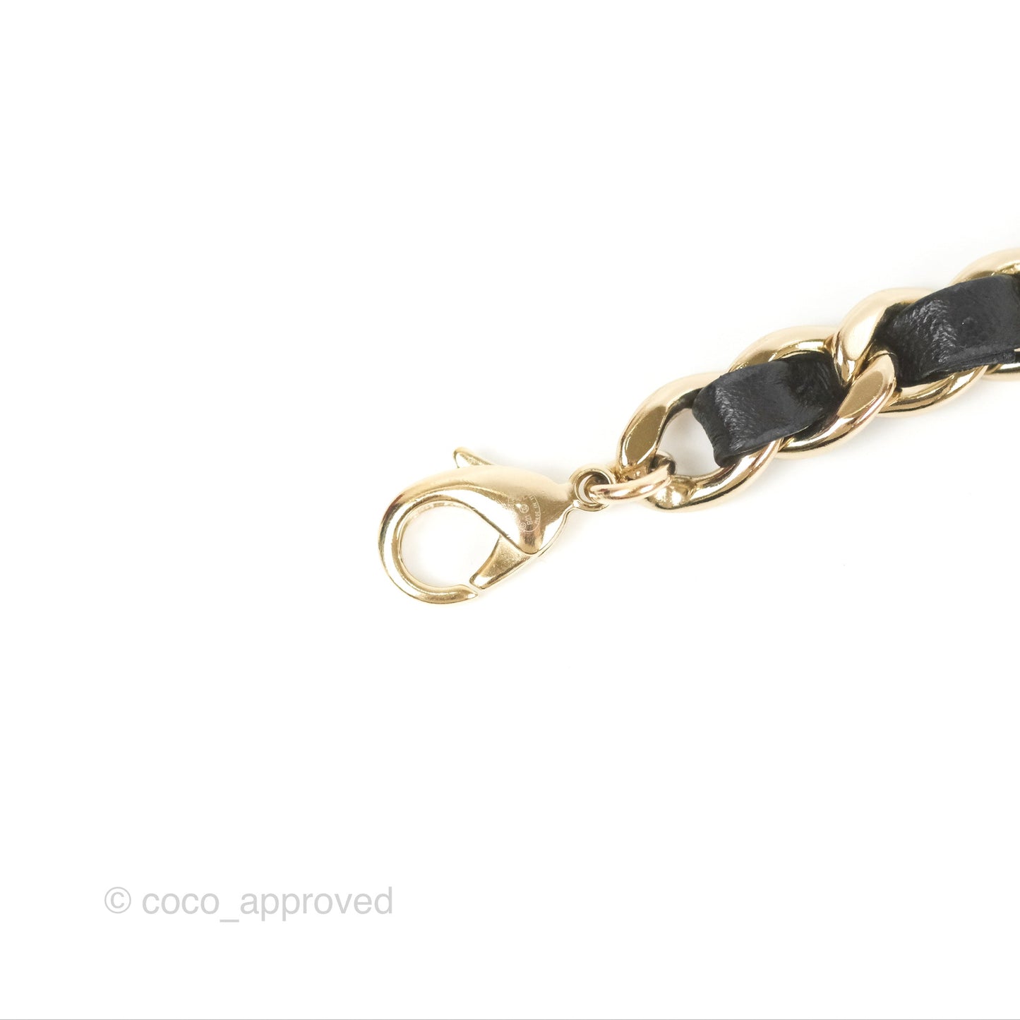 Chanel Flap Bag Charm Woven Chain Belt Black Leather Gold Tone