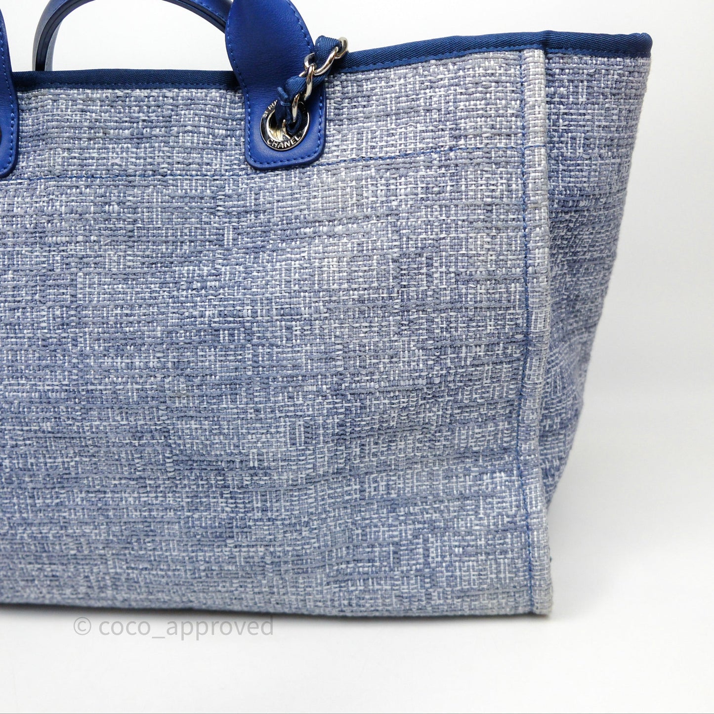 Chanel Large Deauville Blue Canvas Silver Hardware