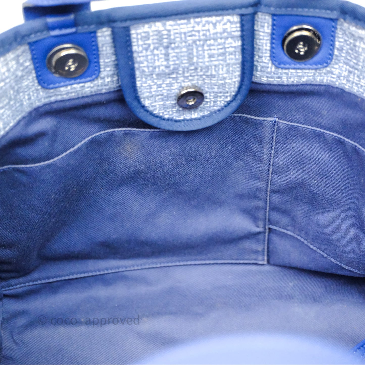 Chanel Large Deauville Blue Canvas Silver Hardware