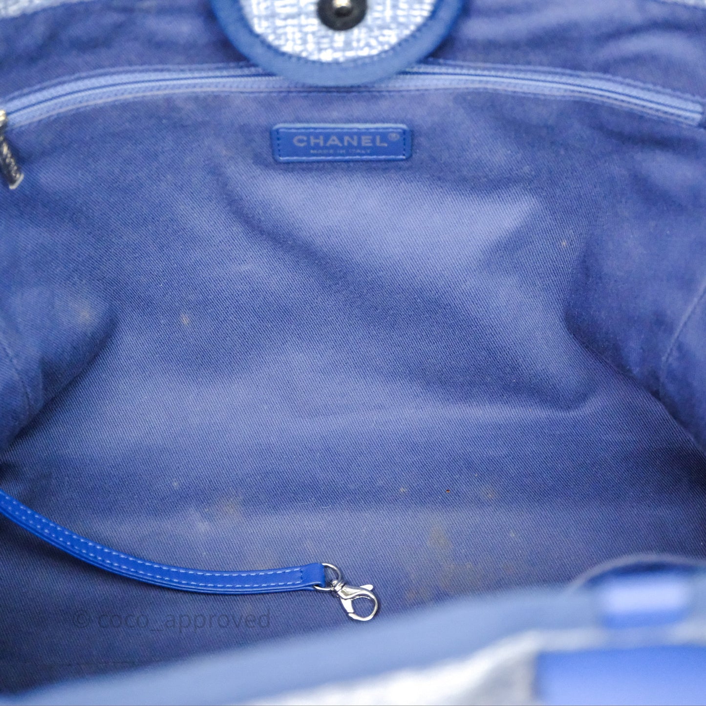 Chanel Large Deauville Blue Canvas Silver Hardware